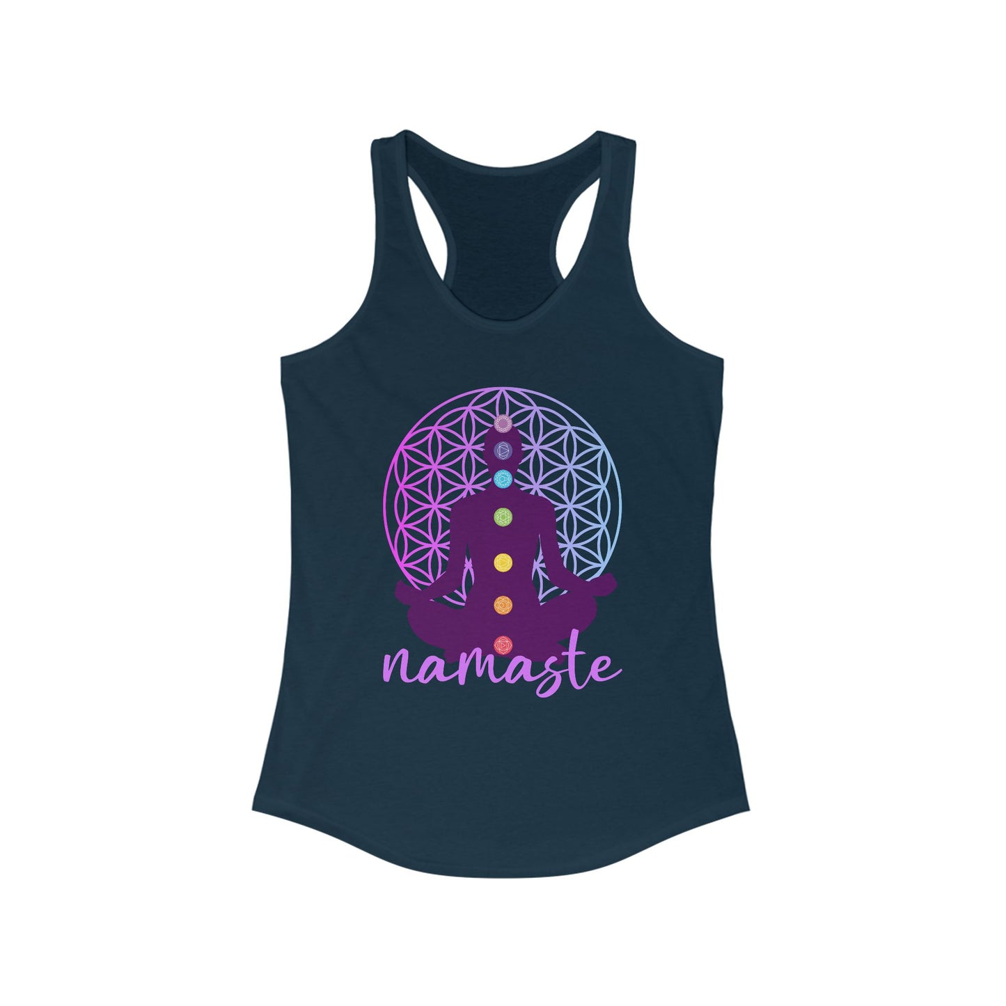 Sacred Alignment - Chakra, Flower of Life & Namaste Women's Racerback Tank Top