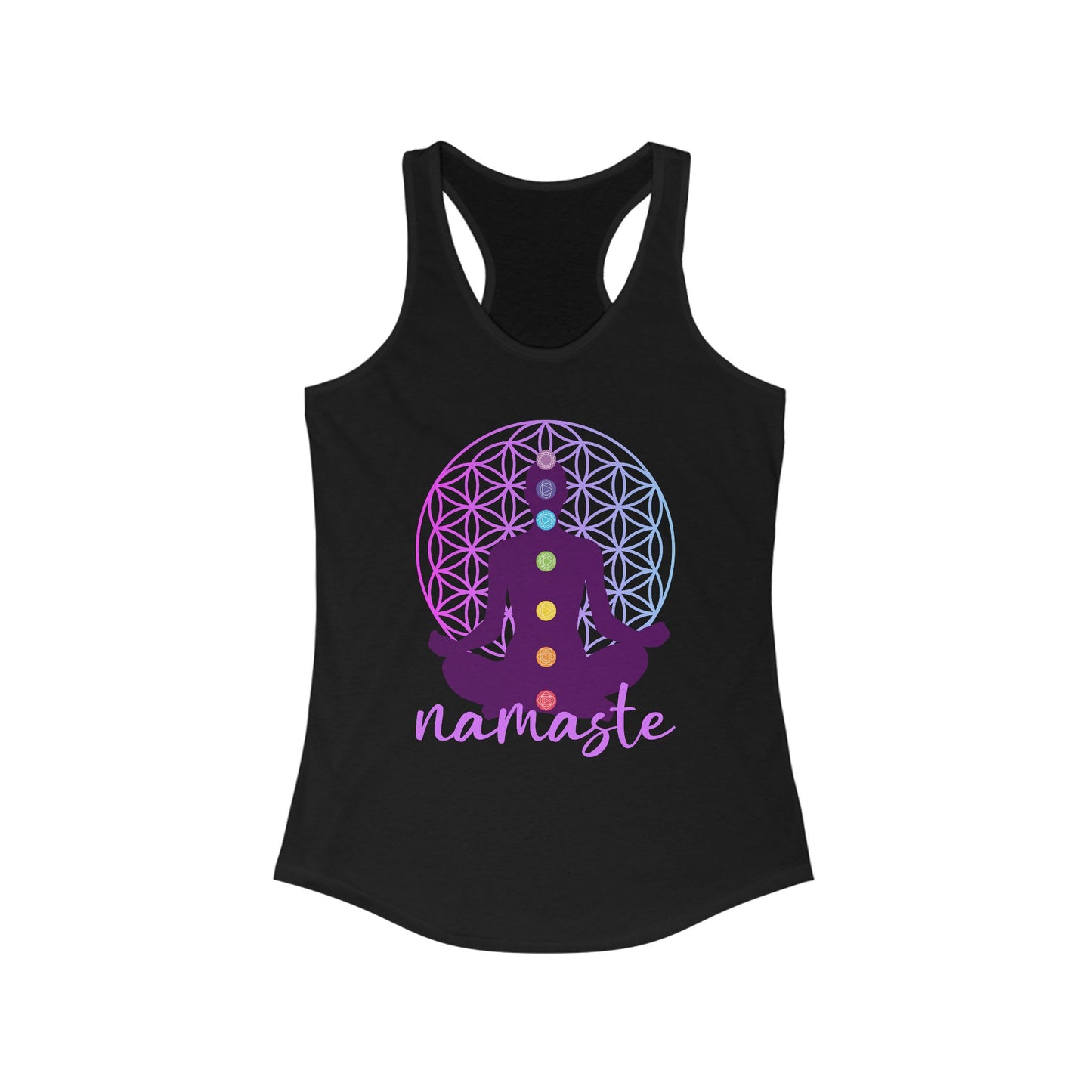 Sacred Alignment - Chakra, Flower of Life & Namaste Women's Racerback Tank Top