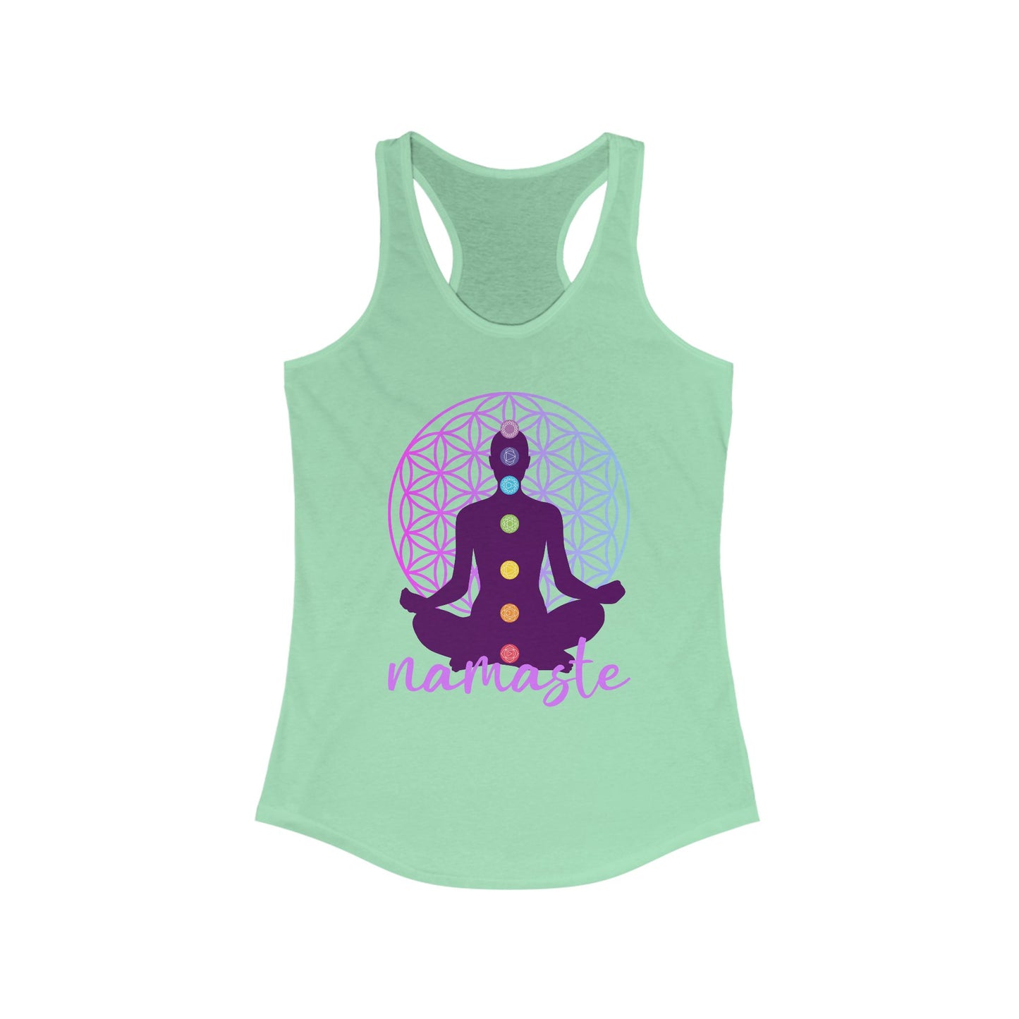Sacred Alignment - Chakra, Flower of Life & Namaste Women's Racerback Tank Top