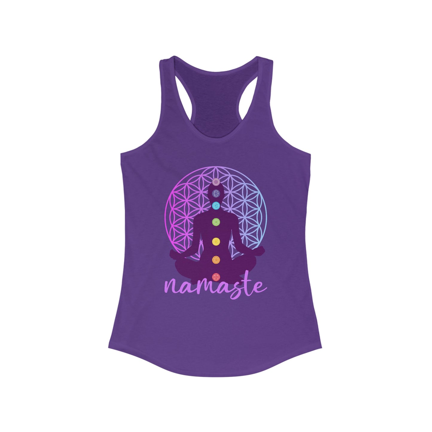 Sacred Alignment - Chakra, Flower of Life & Namaste Women's Racerback Tank Top