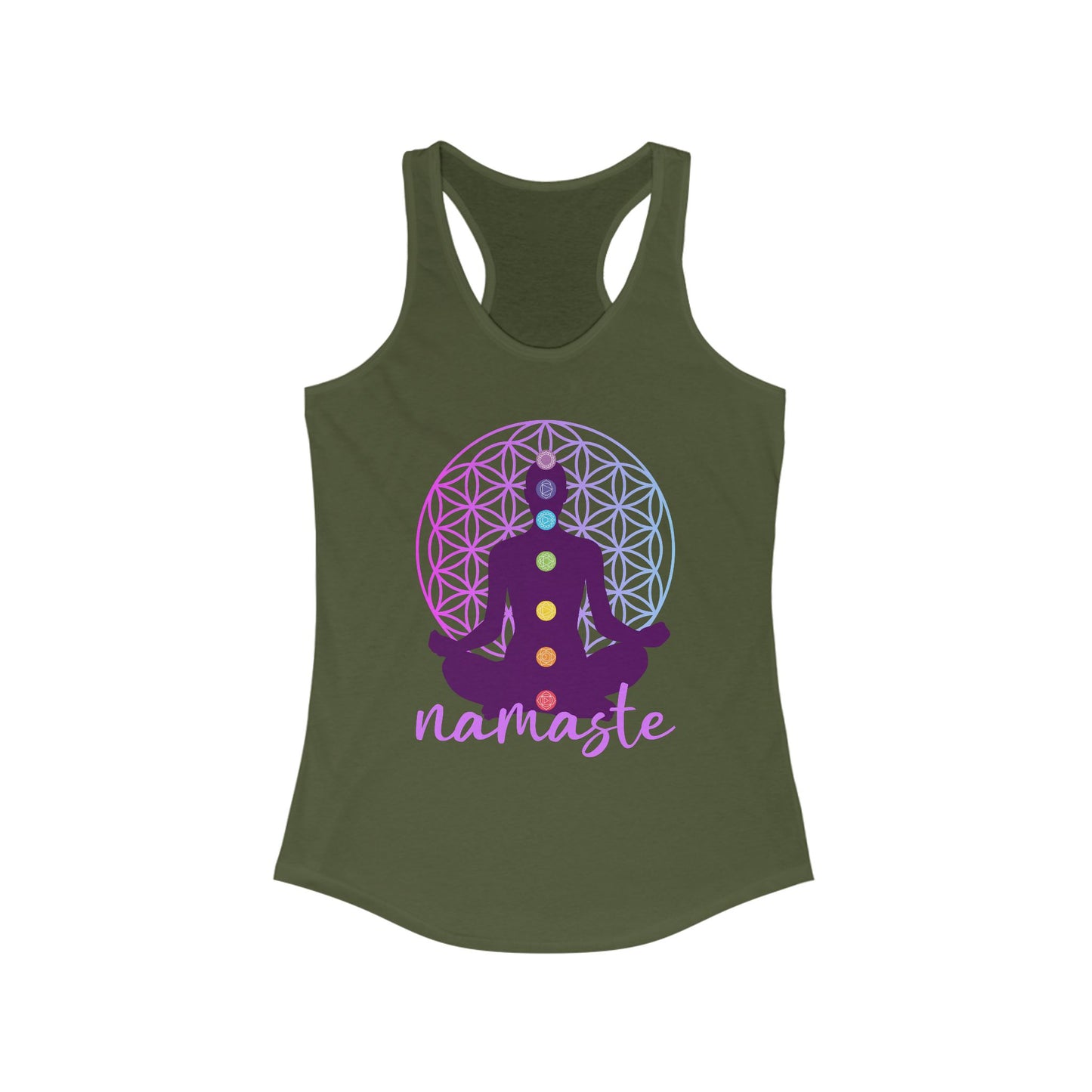 Sacred Alignment - Chakra, Flower of Life & Namaste Women's Racerback Tank Top