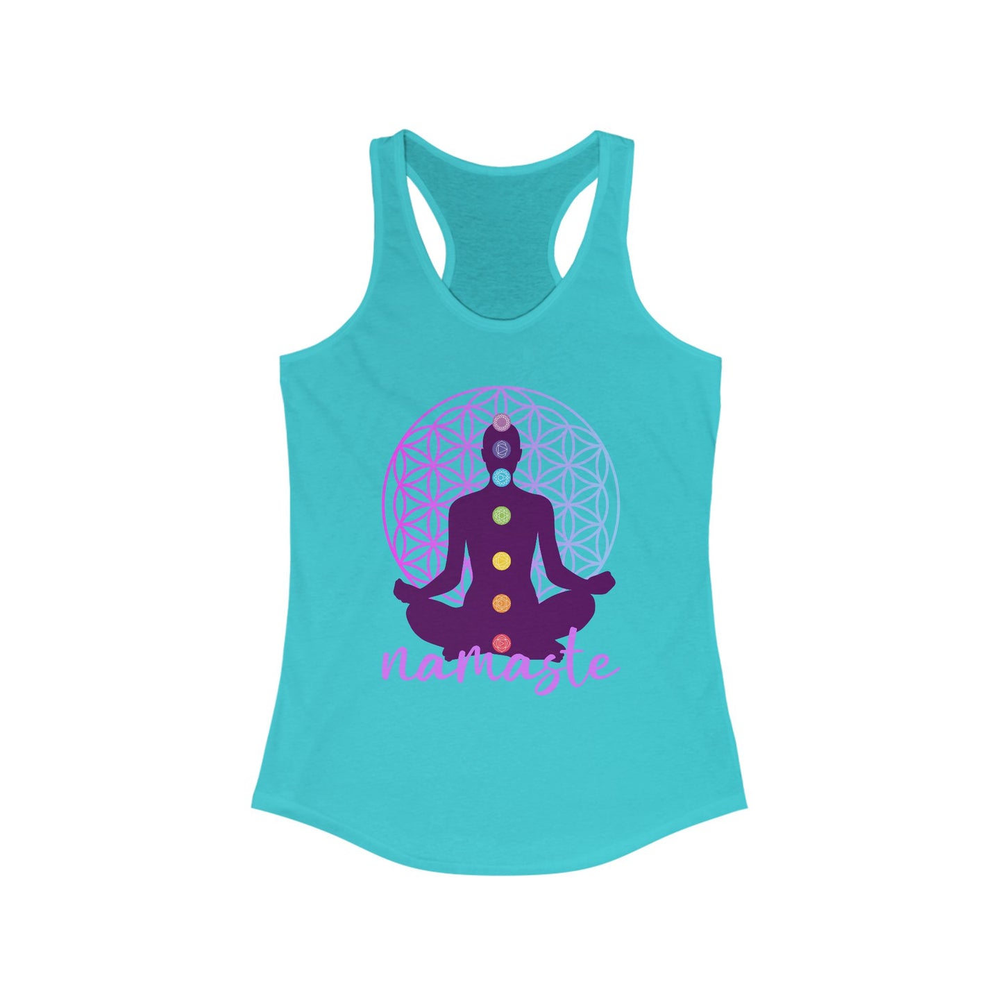Sacred Alignment - Chakra, Flower of Life & Namaste Women's Racerback Tank Top