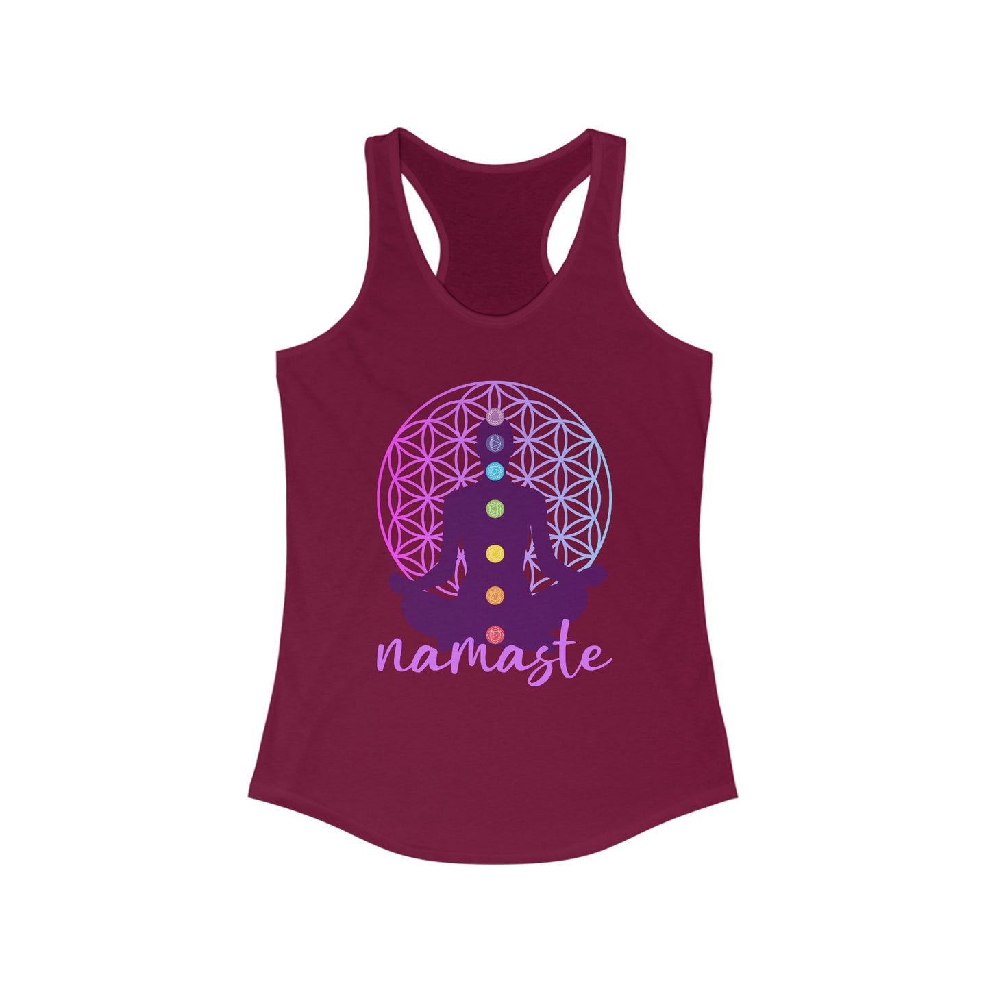 Sacred Alignment - Chakra, Flower of Life & Namaste Women's Racerback Tank Top