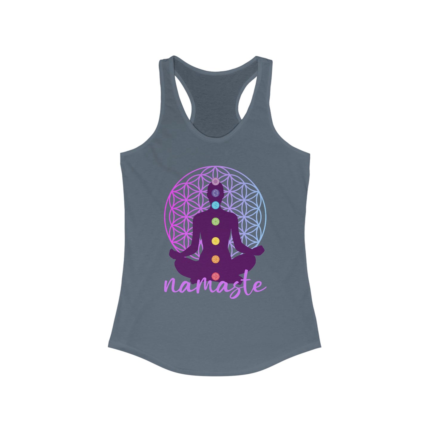 Sacred Alignment - Chakra, Flower of Life & Namaste Women's Racerback Tank Top