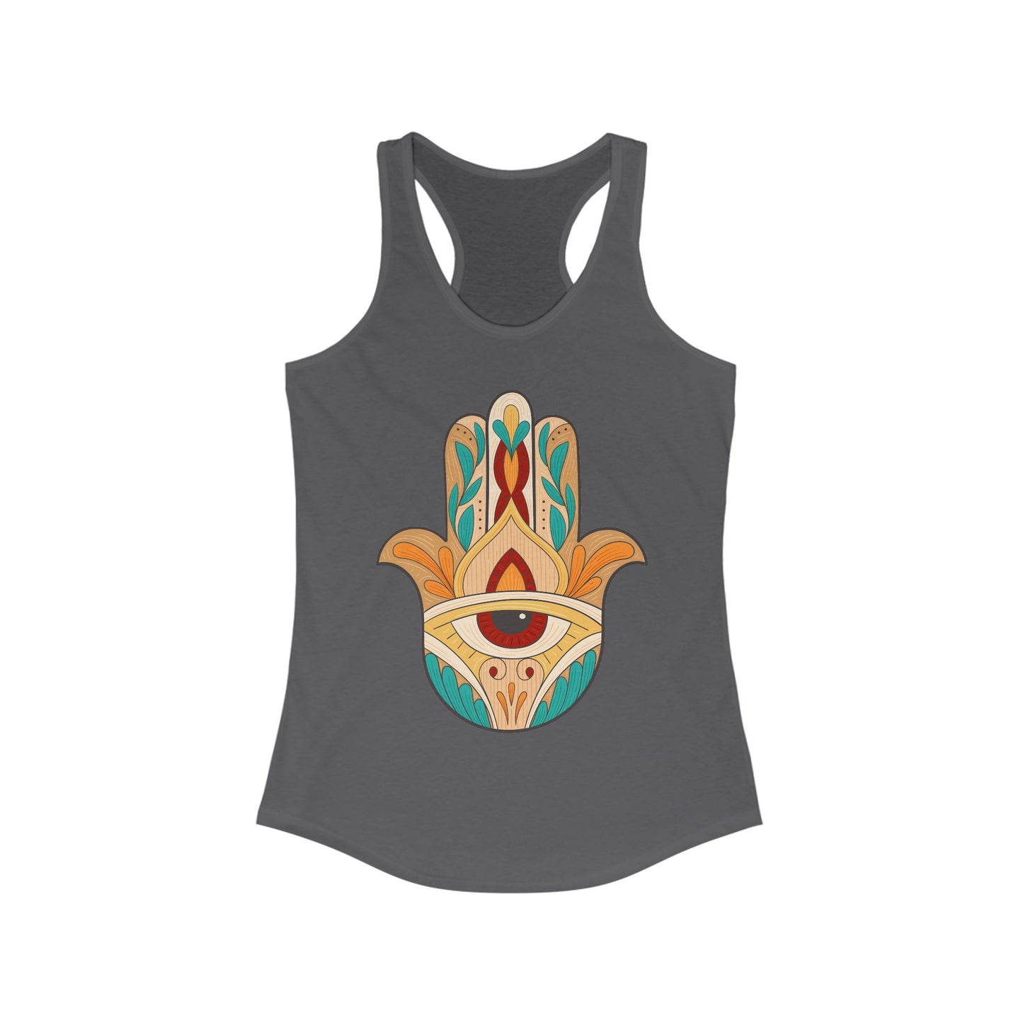 "Boho Hamsa Protection" - Flow in Style, Radiate Peace - Racerback Tank Top for Women