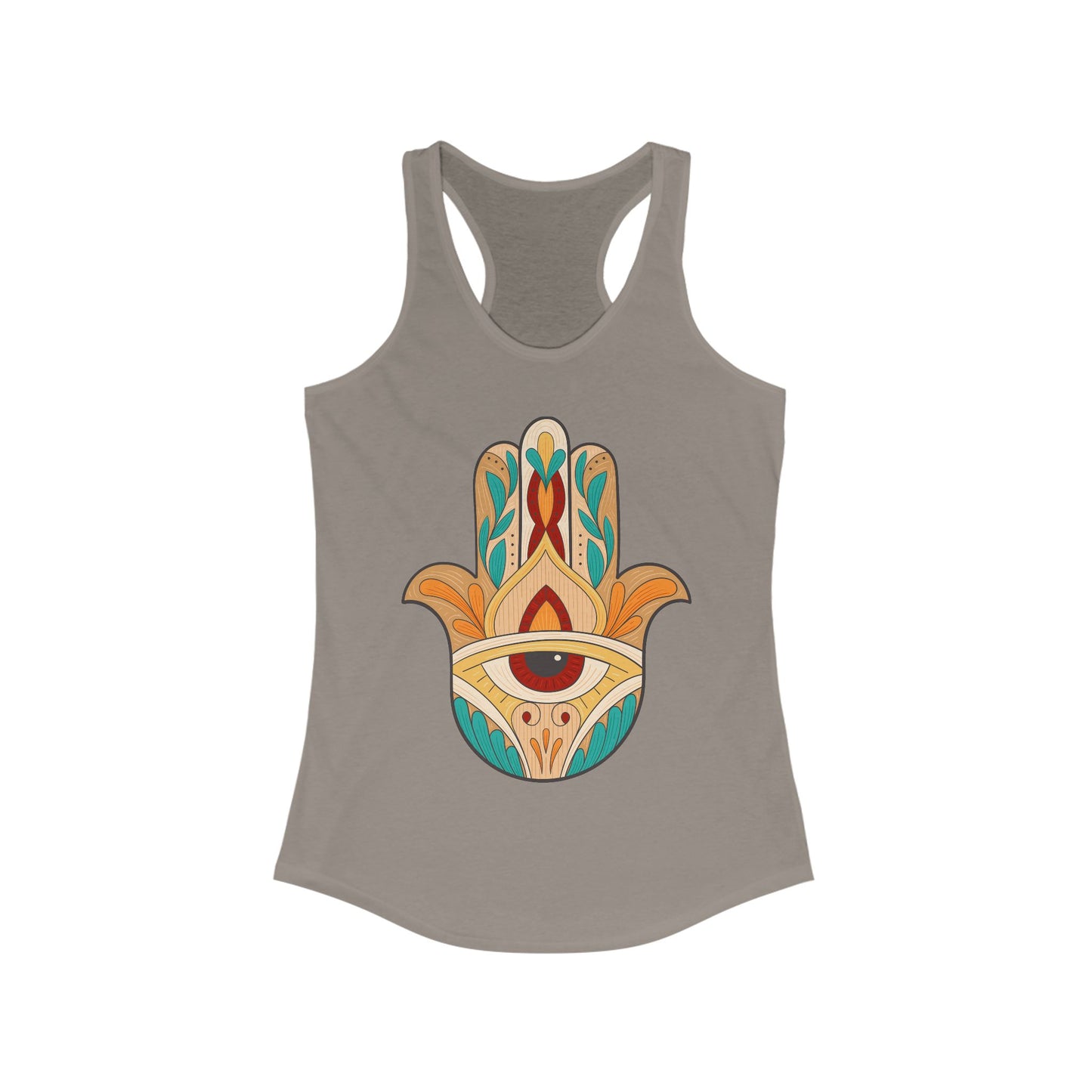 "Boho Hamsa Protection" - Flow in Style, Radiate Peace - Racerback Tank Top for Women