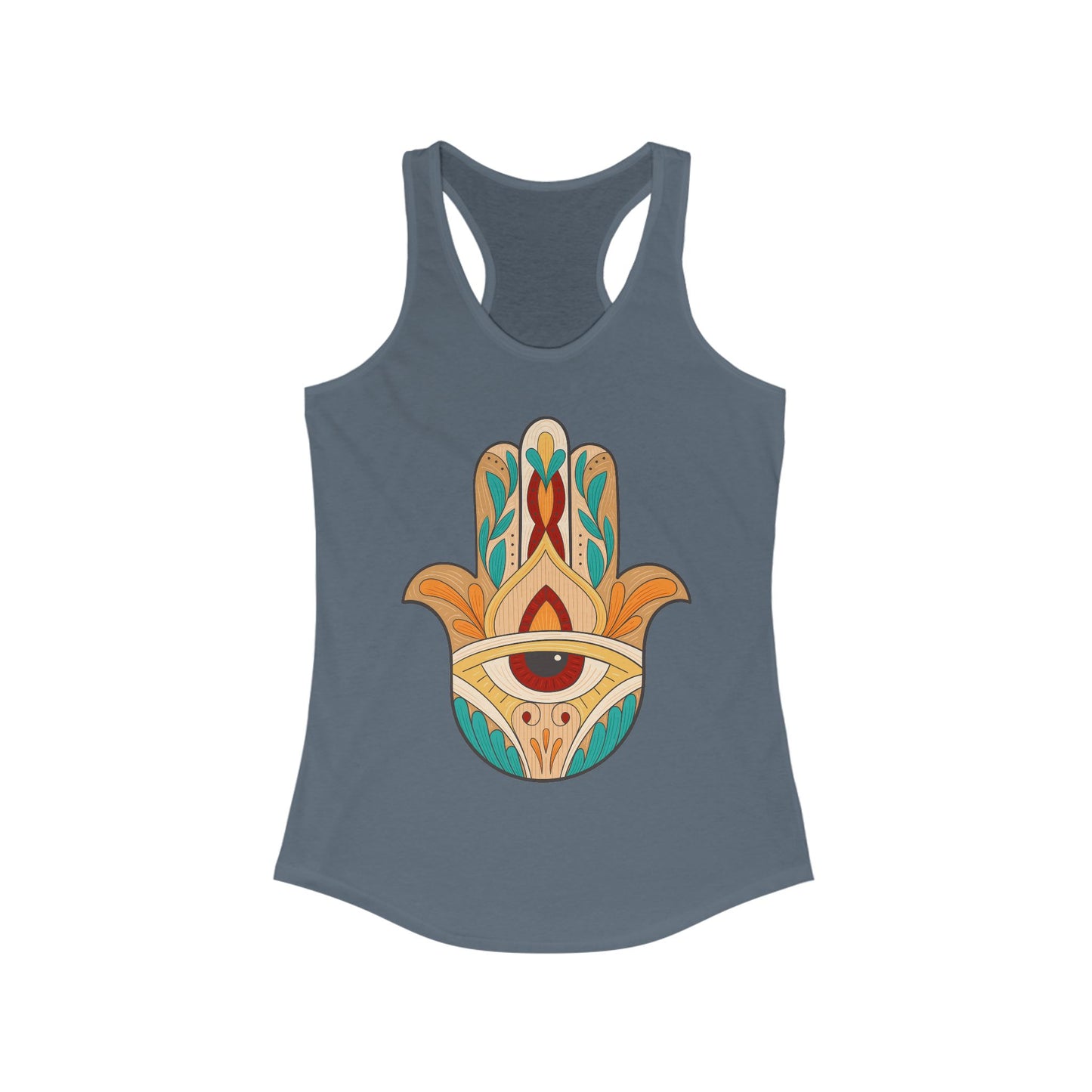 "Boho Hamsa Protection" - Flow in Style, Radiate Peace - Racerback Tank Top for Women