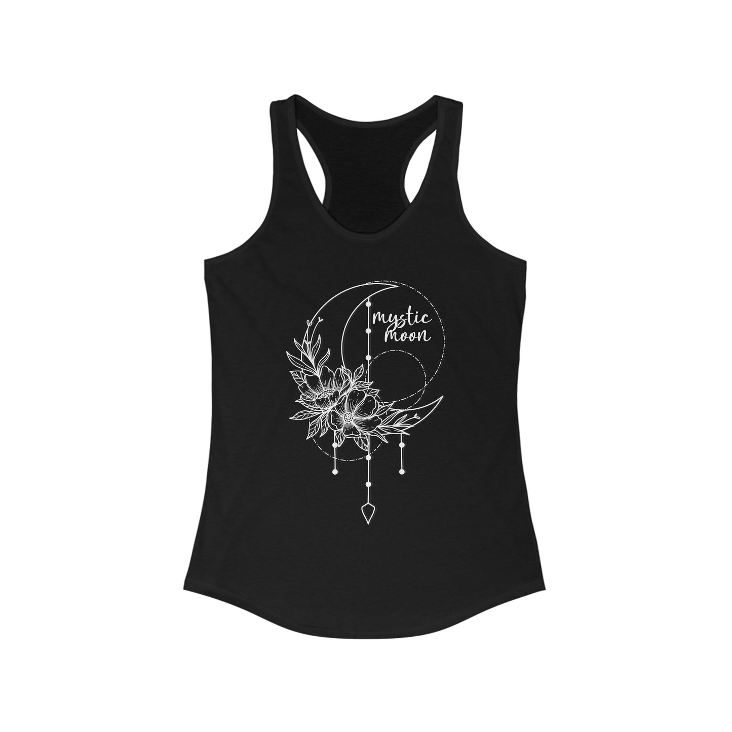 Mystic New Moon – BOHO Floral Racerback Tank for the Wild & Wise Woman