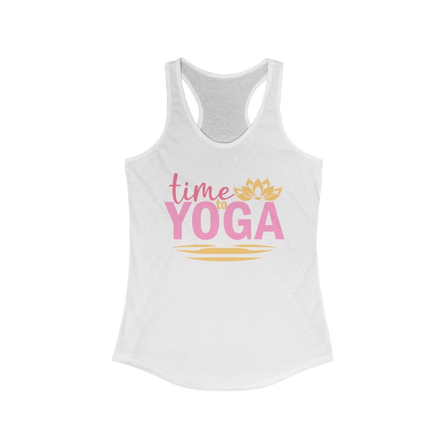 "Time to Yoga" - Flow into Presence Women's Racerback Tank Top - Relaxed Fit for Yoga and Fitness Enthusiasts