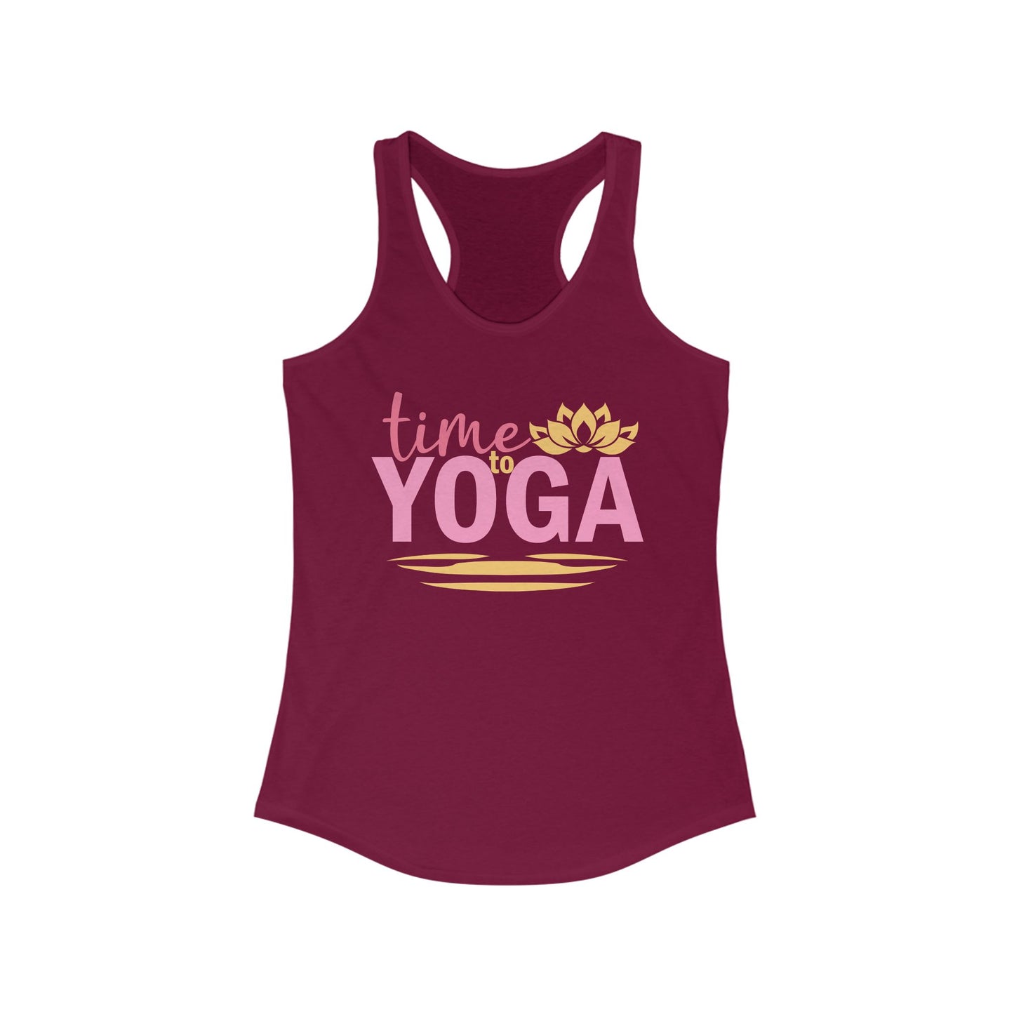 "Time to Yoga" - Flow into Presence Women's Racerback Tank Top - Relaxed Fit for Yoga and Fitness Enthusiasts
