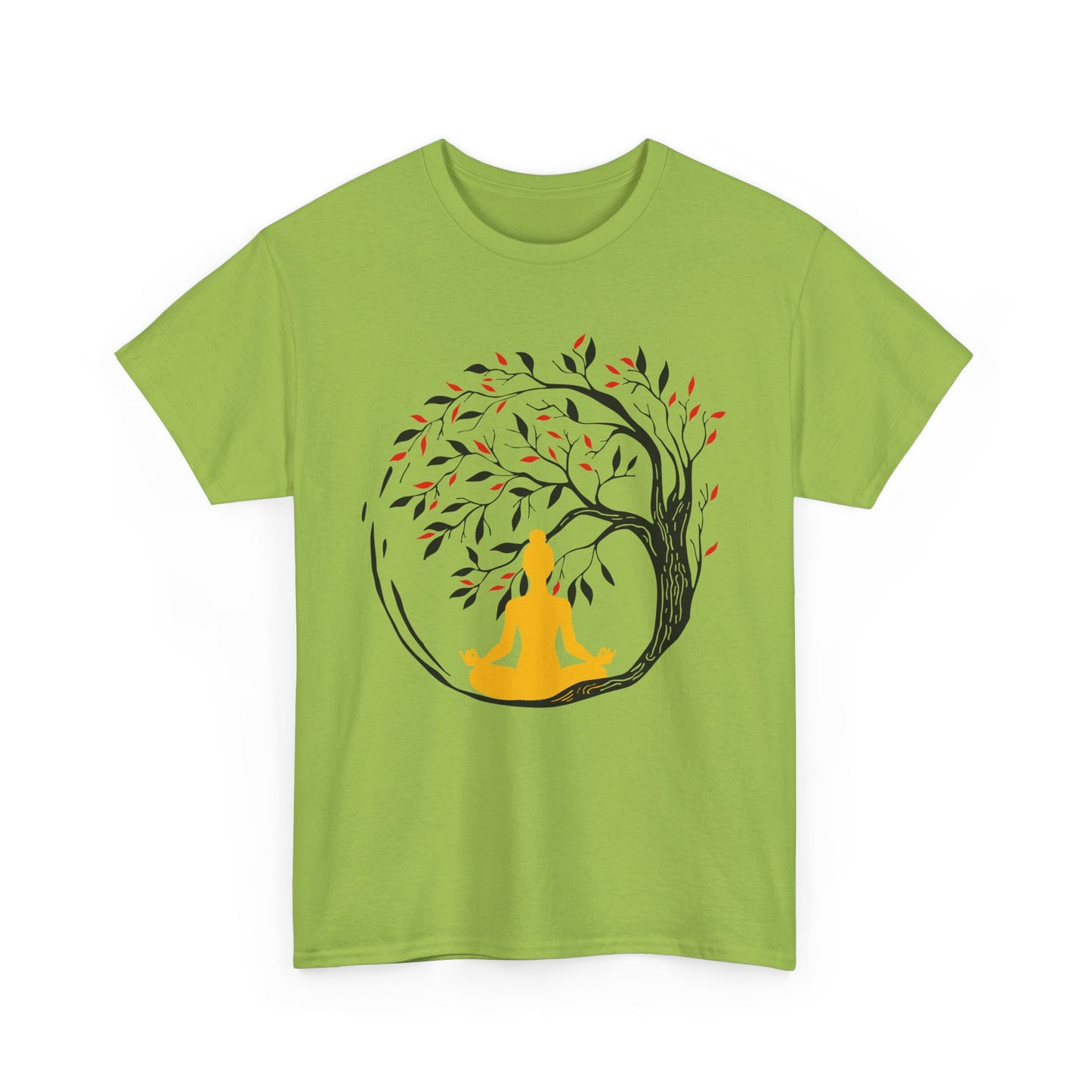 Rooted in Stillness - Meditation Tree Heavy Cotton Tee - Mindfulness Apparel