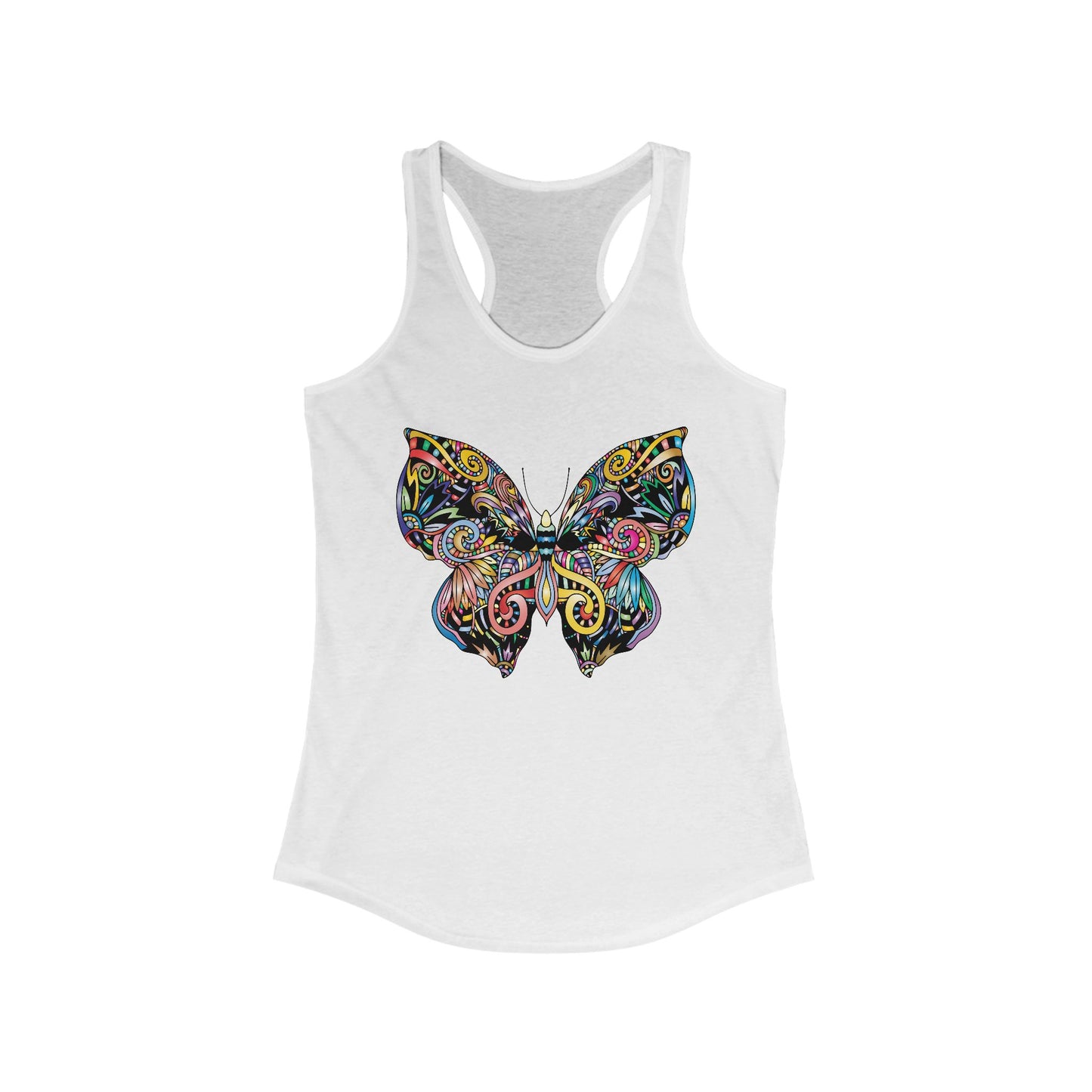 Free Spirit Racerback Tank – Vibrant Floral Butterfly Design