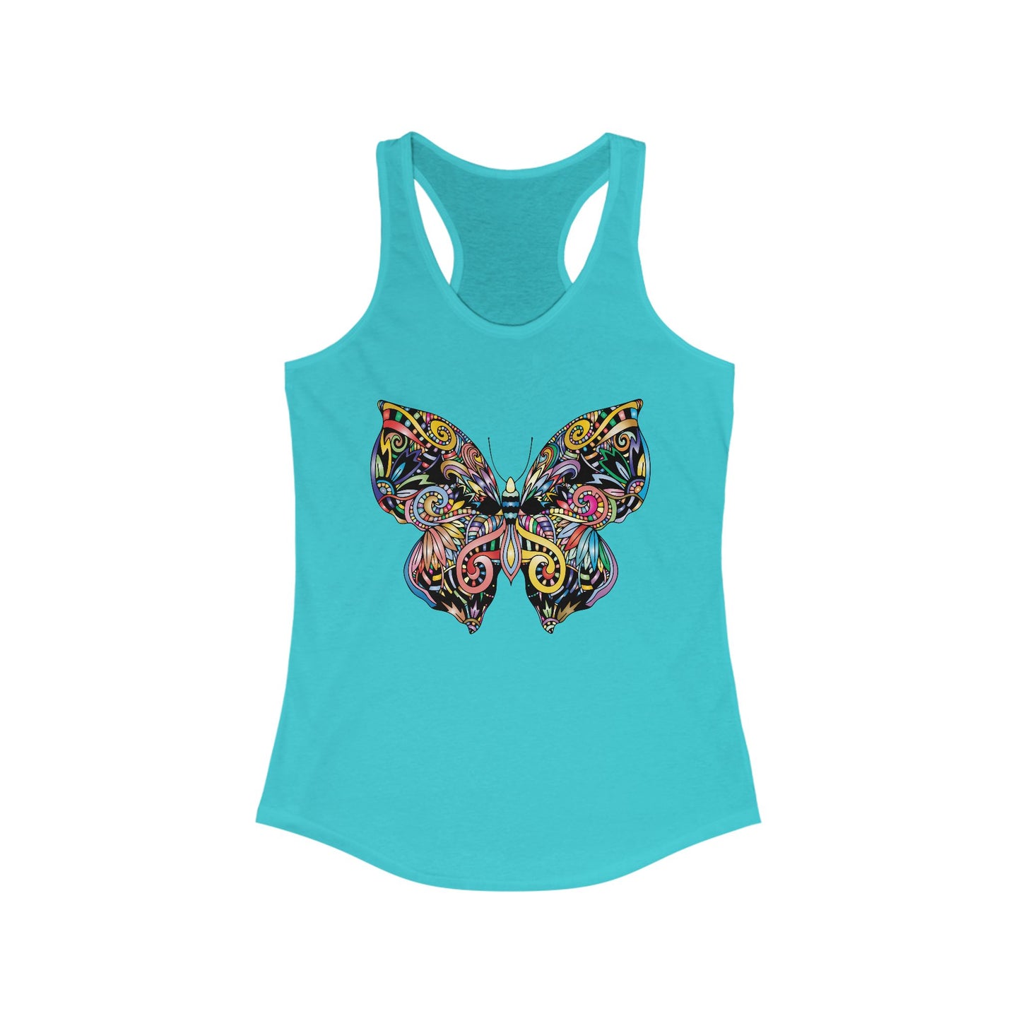 Free Spirit Racerback Tank – Vibrant Floral Butterfly Design