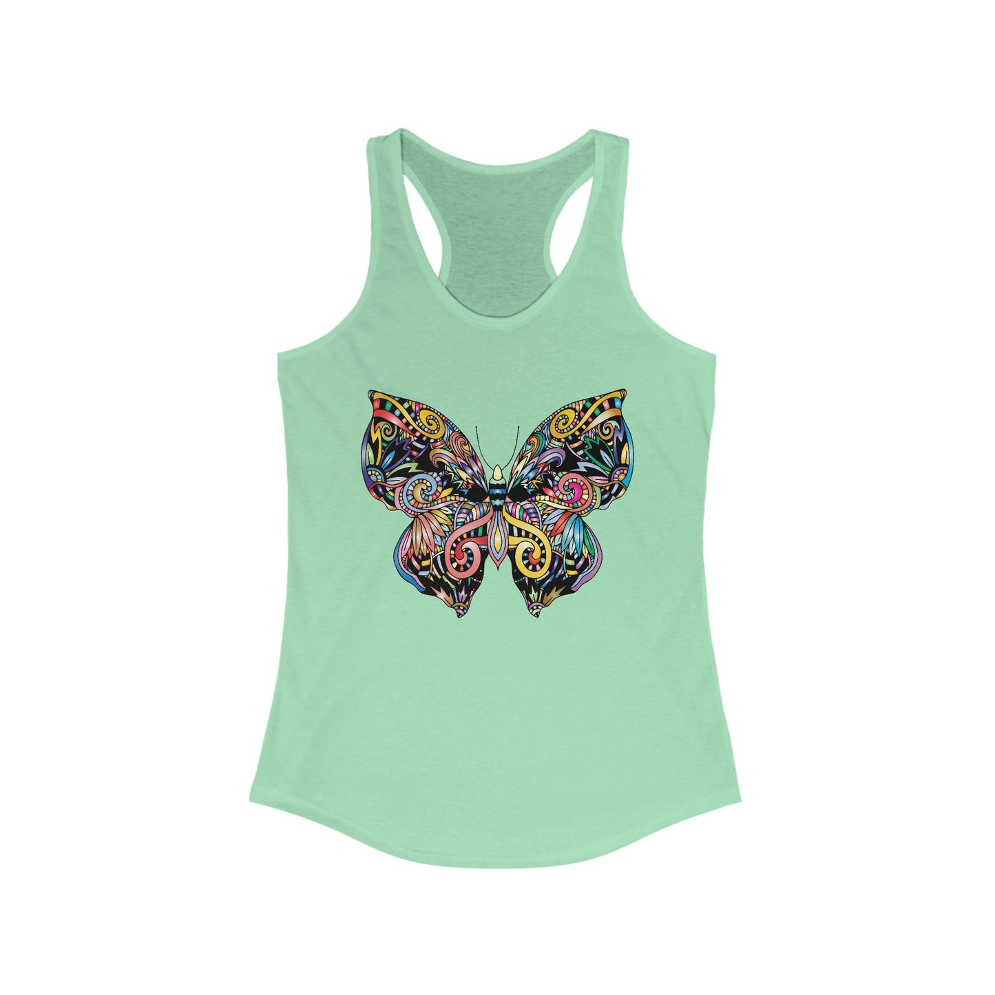 Free Spirit Racerback Tank – Vibrant Floral Butterfly Design