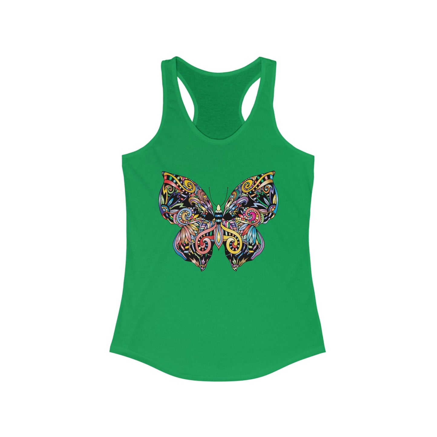 Free Spirit Racerback Tank – Vibrant Floral Butterfly Design