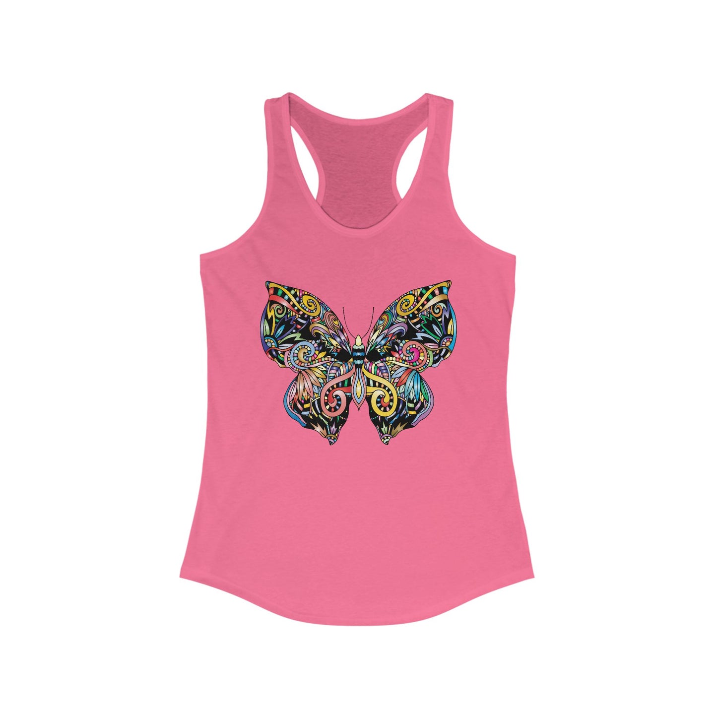 Free Spirit Racerback Tank – Vibrant Floral Butterfly Design