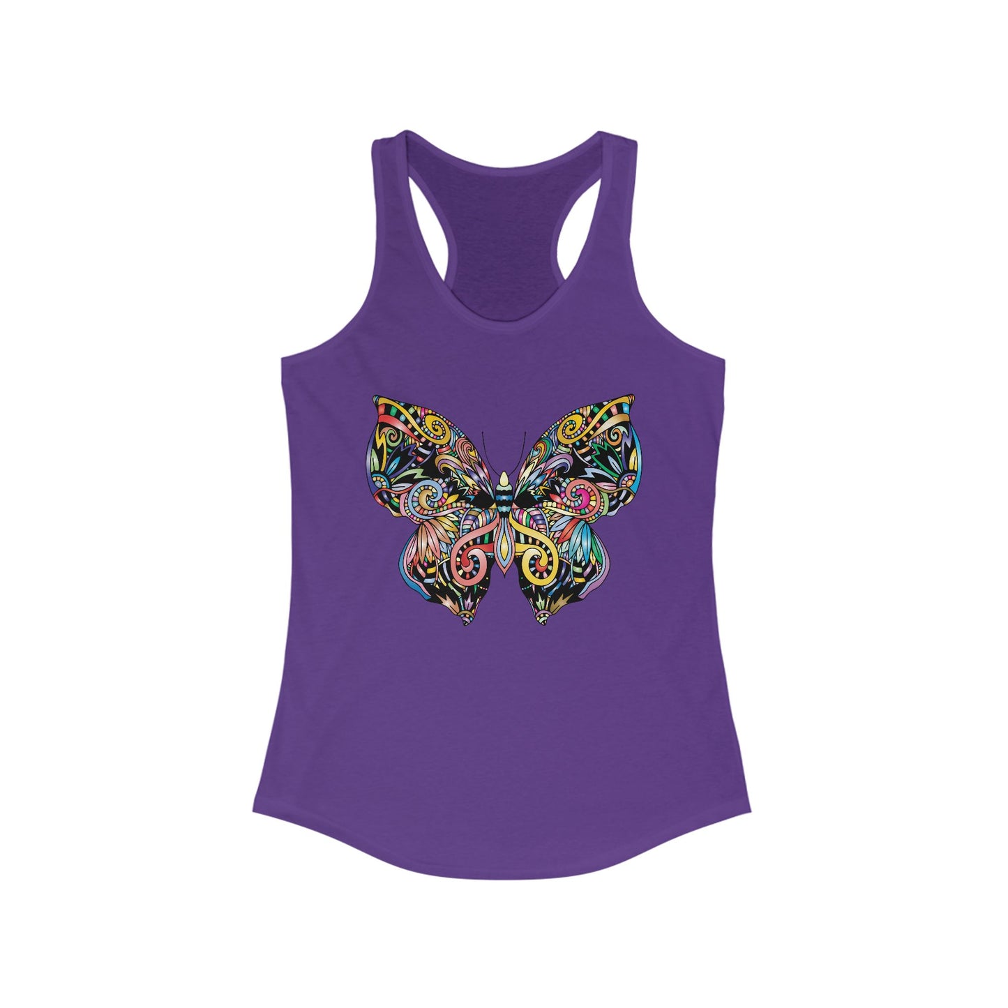 Free Spirit Racerback Tank – Vibrant Floral Butterfly Design
