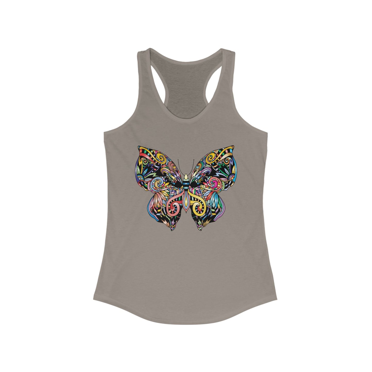Free Spirit Racerback Tank – Vibrant Floral Butterfly Design