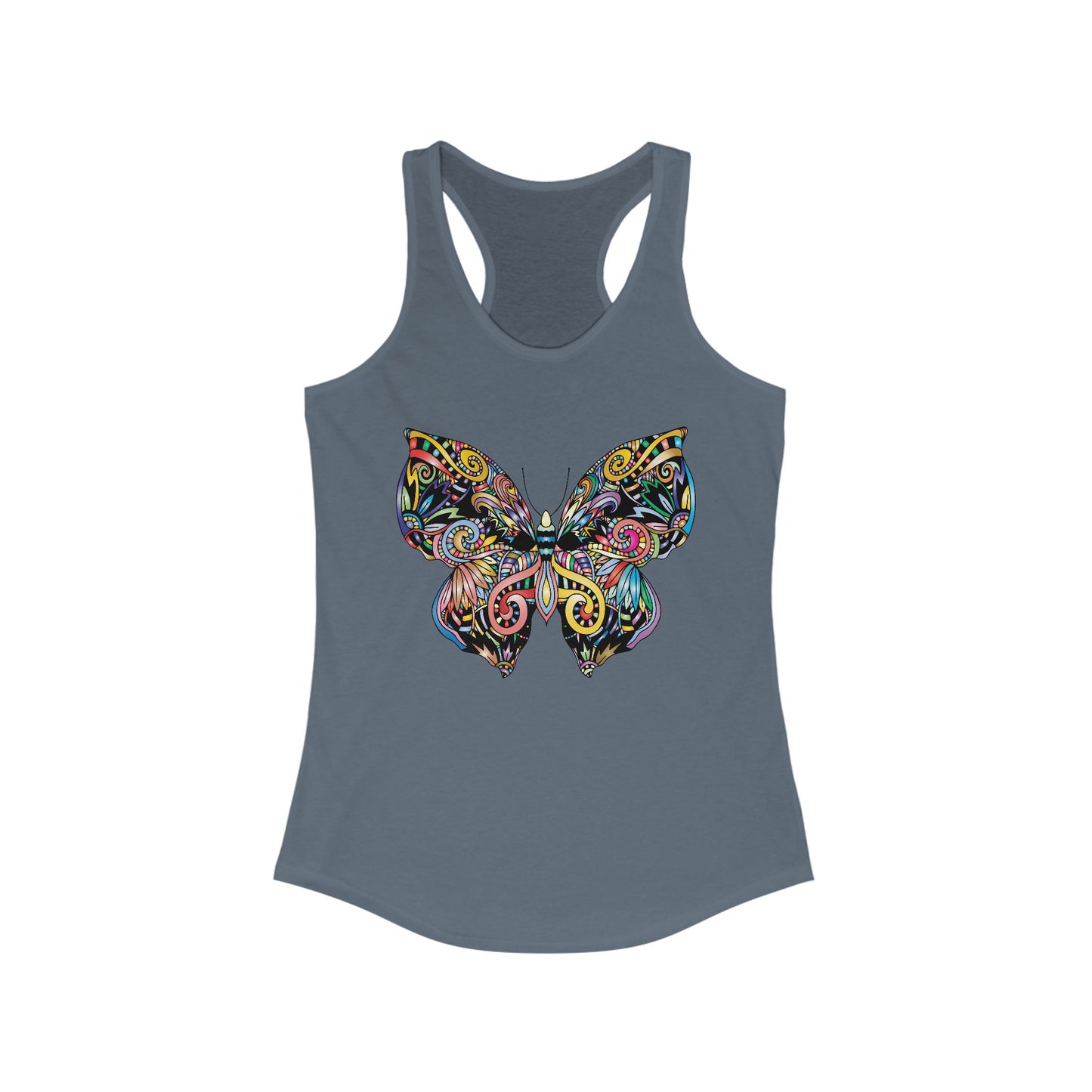 Free Spirit Racerback Tank – Vibrant Floral Butterfly Design