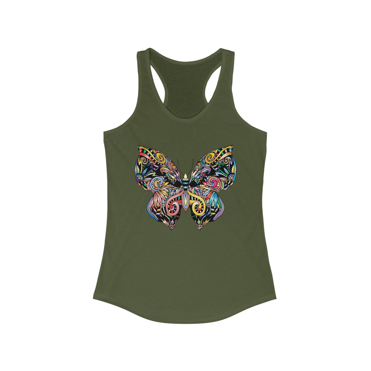 Free Spirit Racerback Tank – Vibrant Floral Butterfly Design