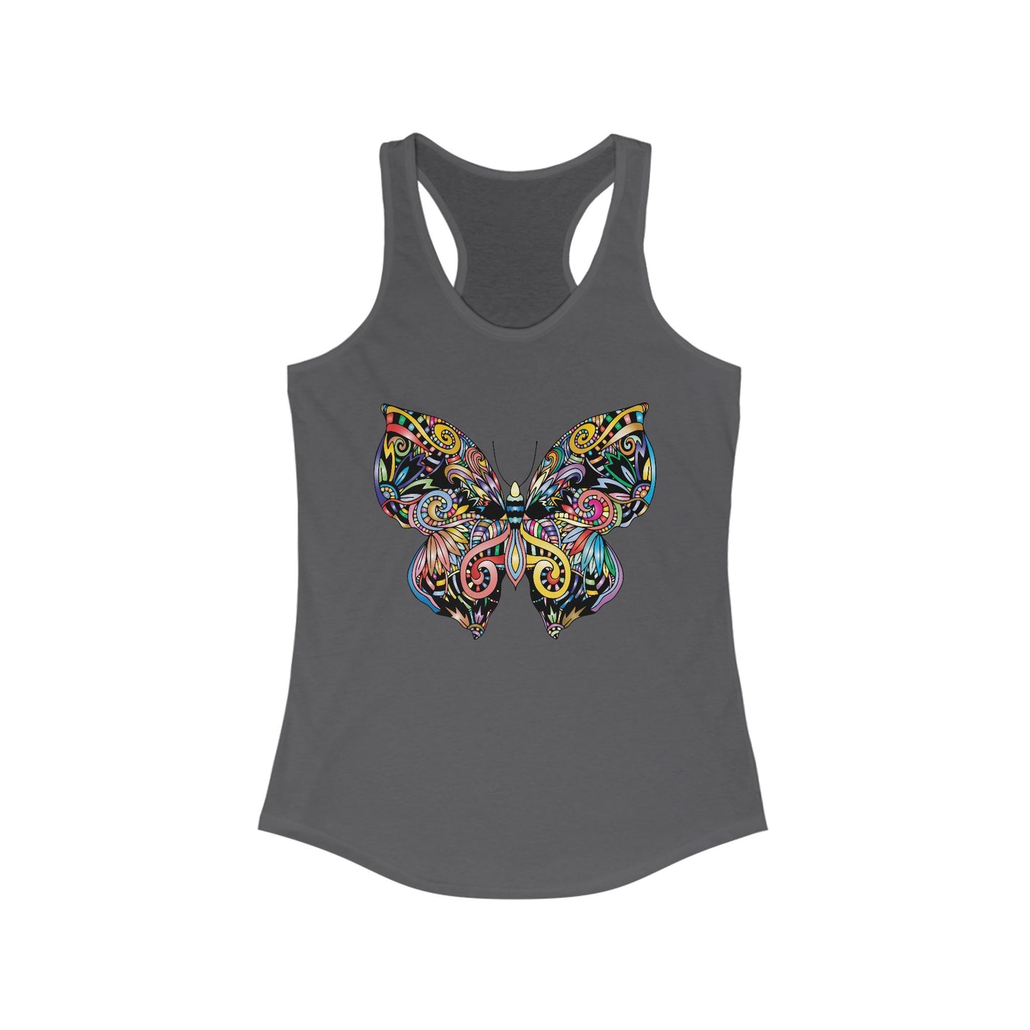 Free Spirit Racerback Tank – Vibrant Floral Butterfly Design