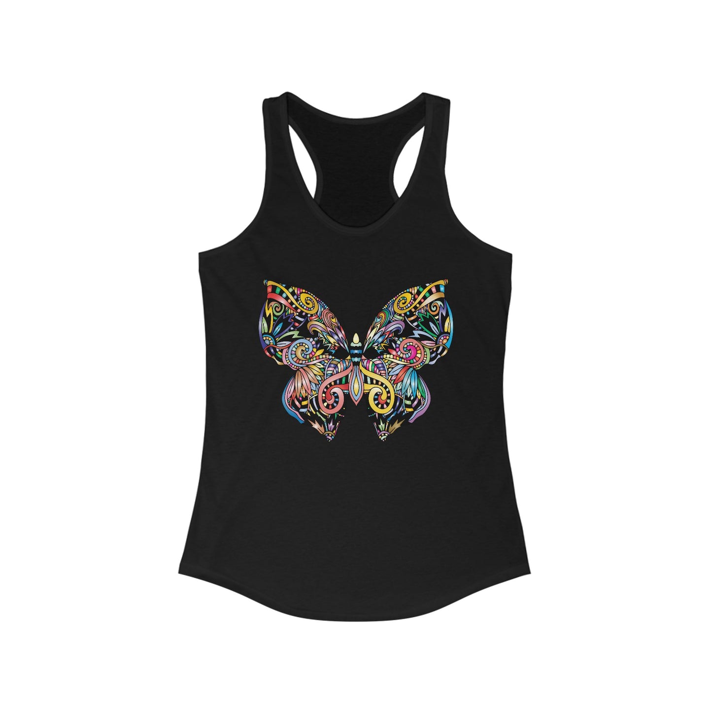 Free Spirit Racerback Tank – Vibrant Floral Butterfly Design