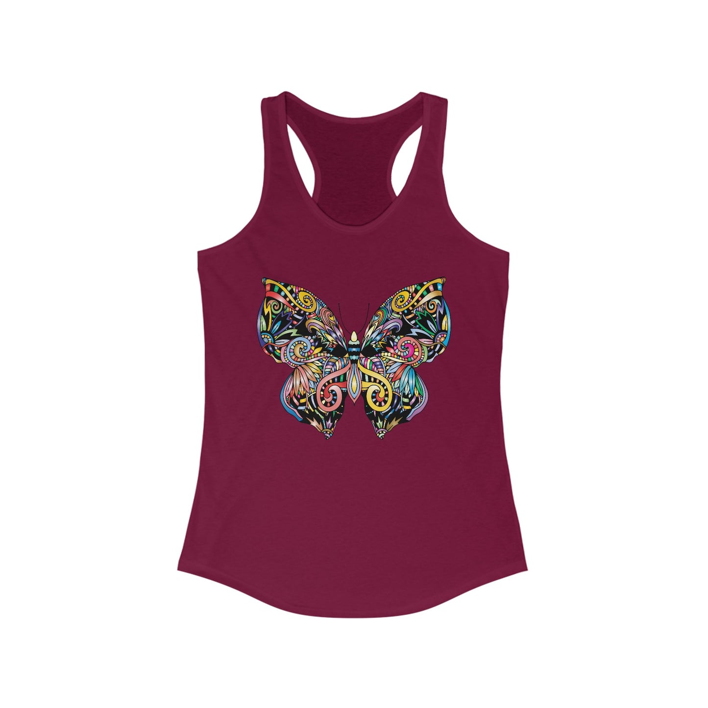 Free Spirit Racerback Tank – Vibrant Floral Butterfly Design