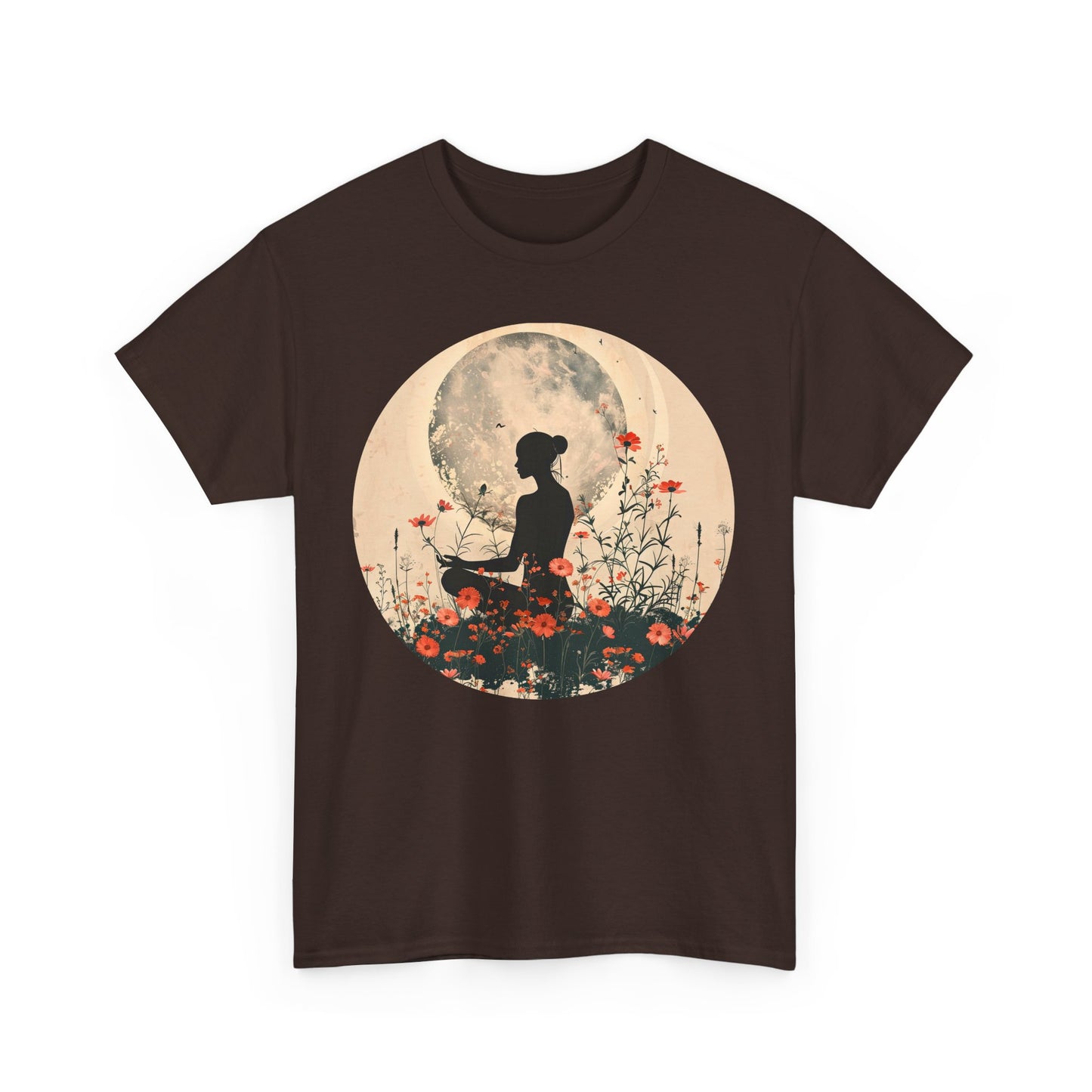 🌕"Moonflower Muse" Heavy Cotton Tee - Where Stillness Blooms