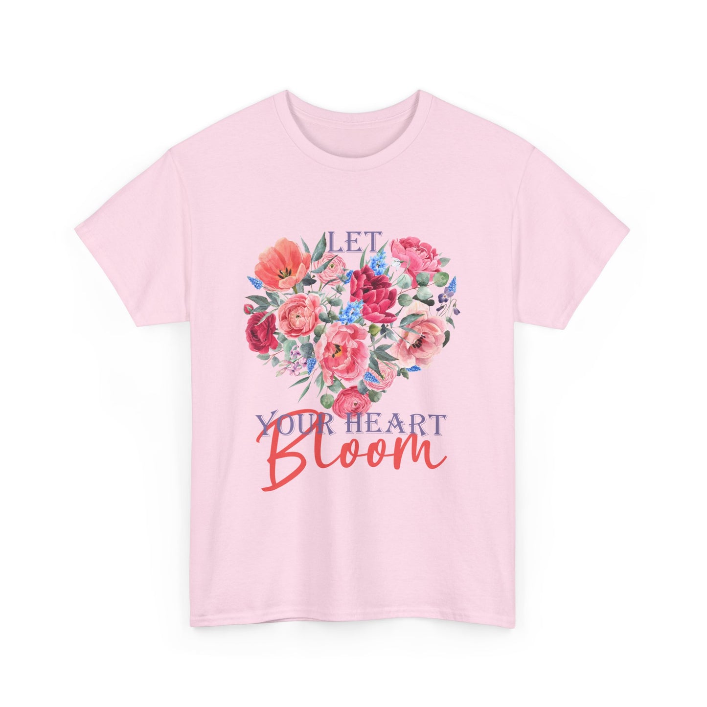 "Let Your Heart Bloom" - Floral & Love Heavy Cotton Tee