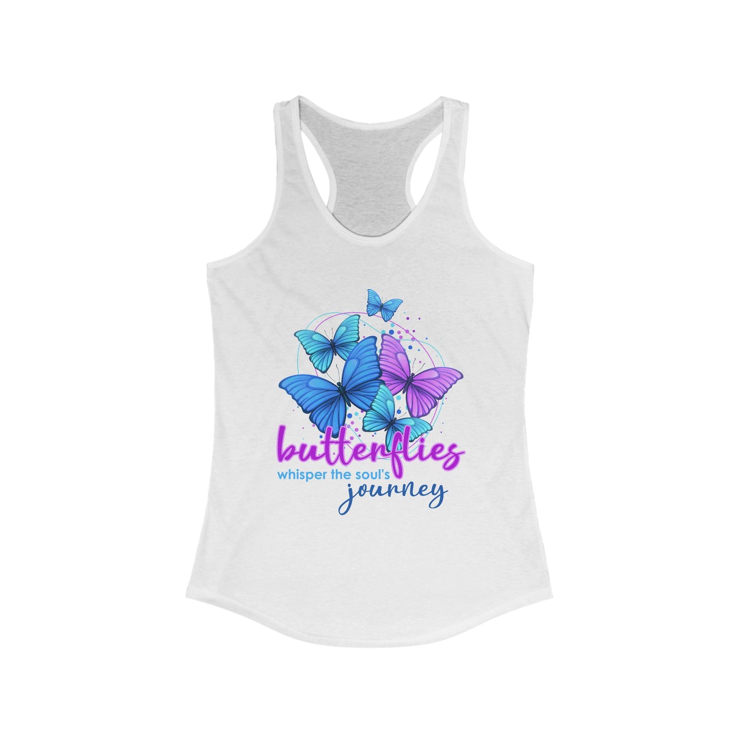 "Butterflies Whisper the Soul's Journey" Racerback Tank – Ethereal & Uplifting Women’s Top