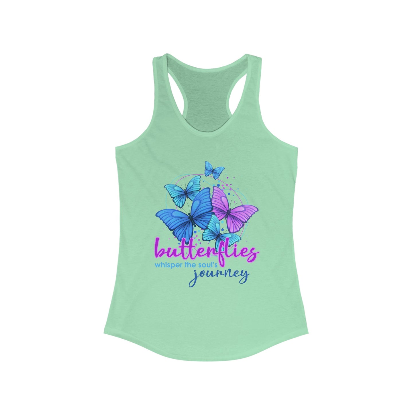"Butterflies Whisper the Soul's Journey" Racerback Tank – Ethereal & Uplifting Women’s Top