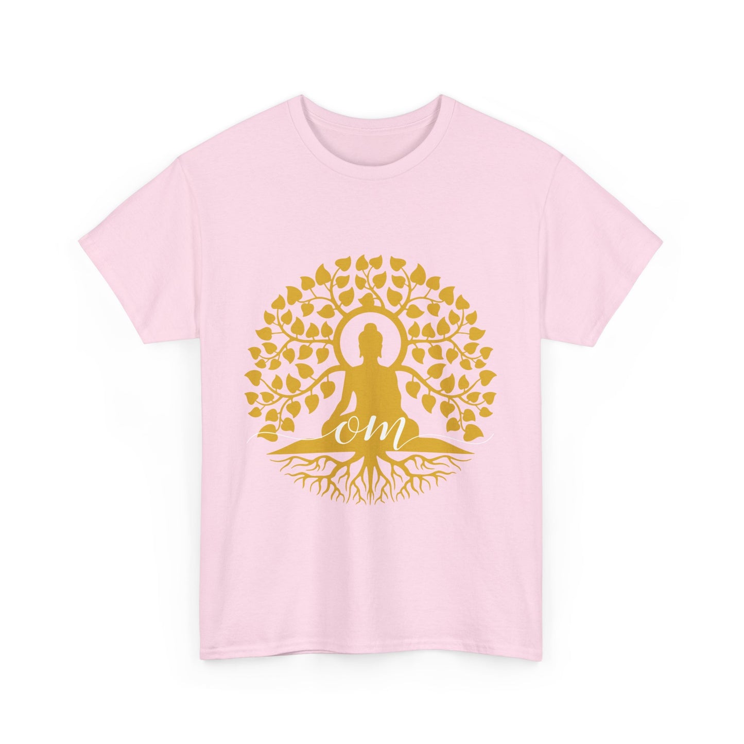 Rooted in Om - Buddha Under the Bodhi Tree Heavy Cotton Tee