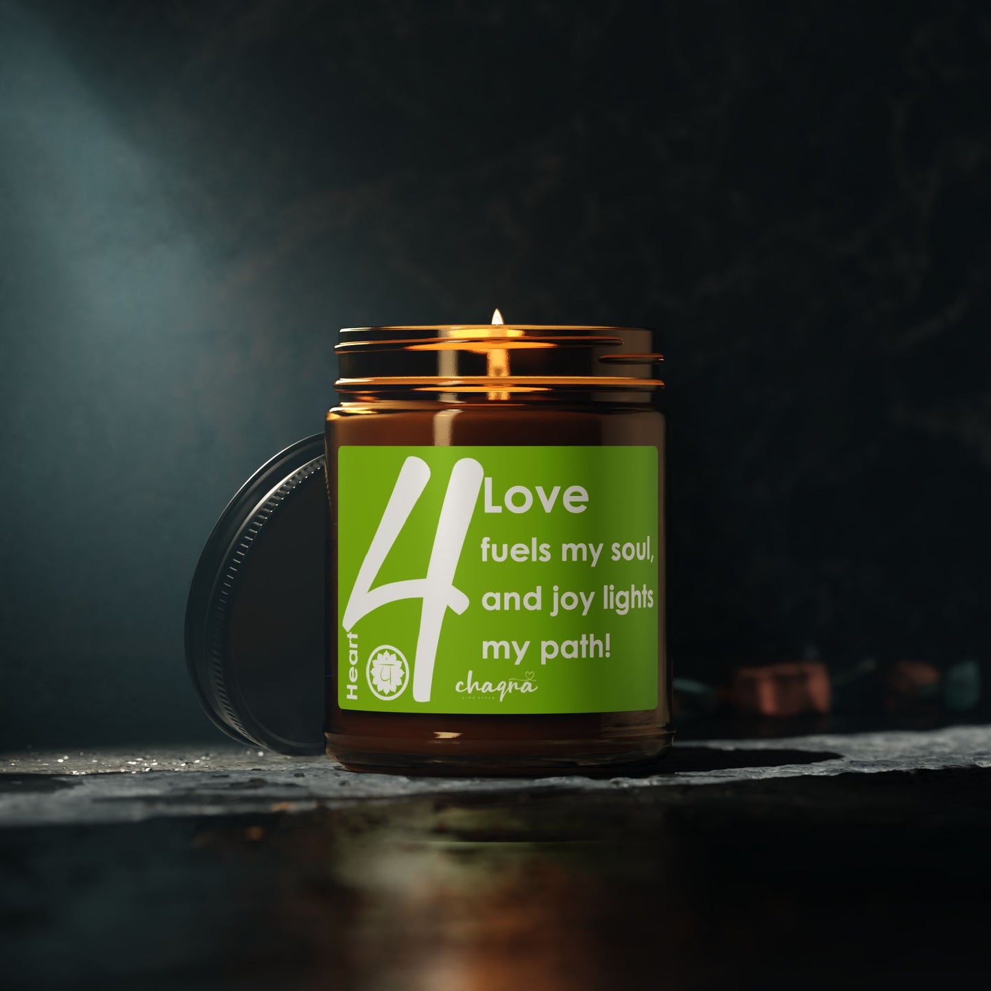 HEART CHAQRA Affirmation Candle 9oz. - "Love fuels my soul, and joy lights my path!" - Scented Soy Candle