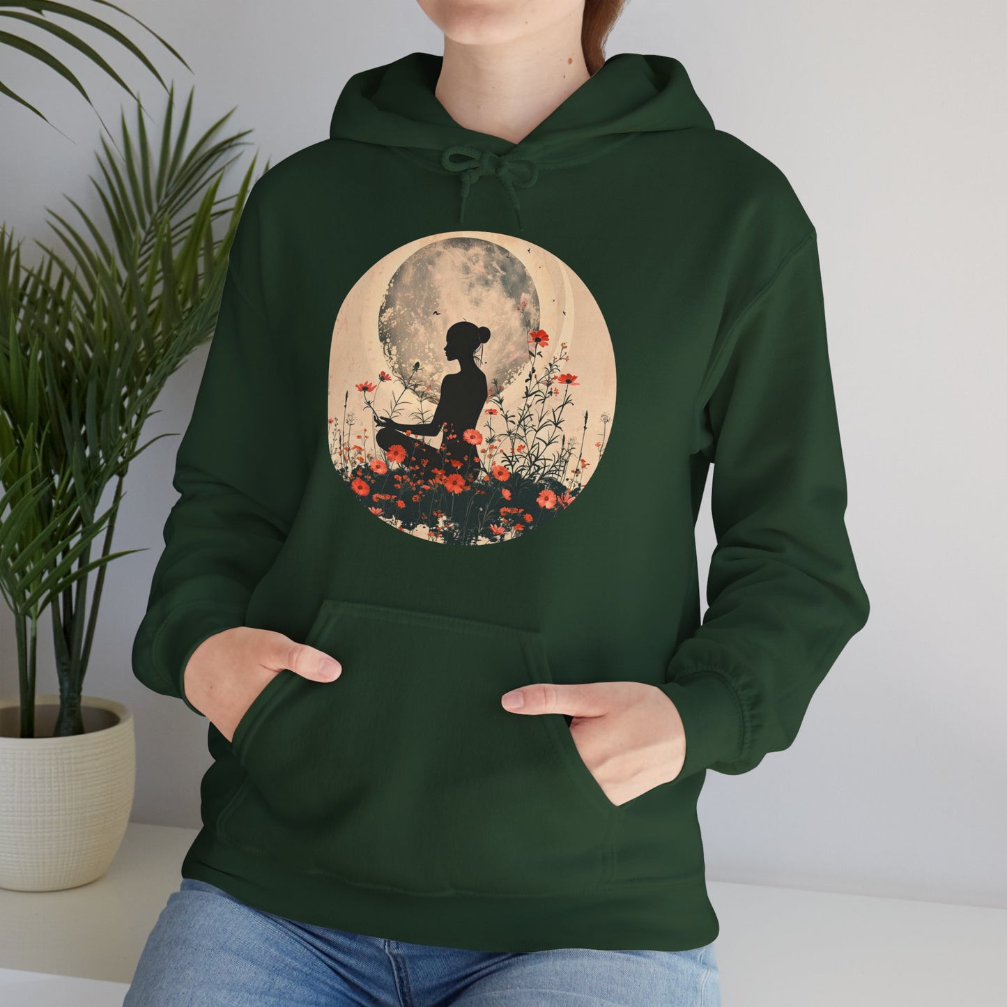🌕Moonlit Meditation Hoodie – Divine Feminine Stillness & Strength✨🌹🧘🏾‍♀️