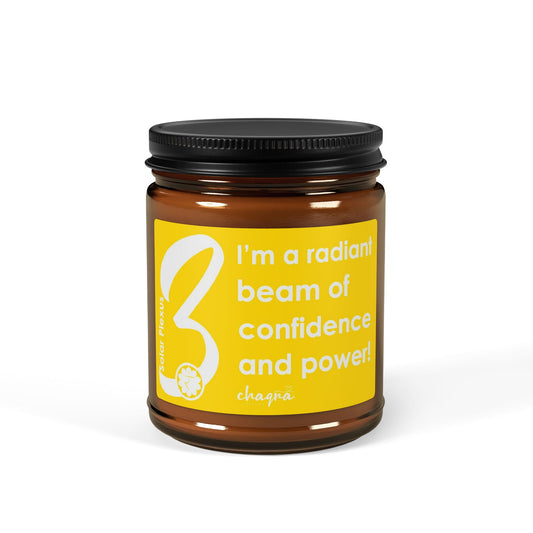 SOLAR PLEXUS CHAQRA Affirmation Candle 9oz. - "I’m a radiant beam of confidence and power!"- Scented Soy Candle
