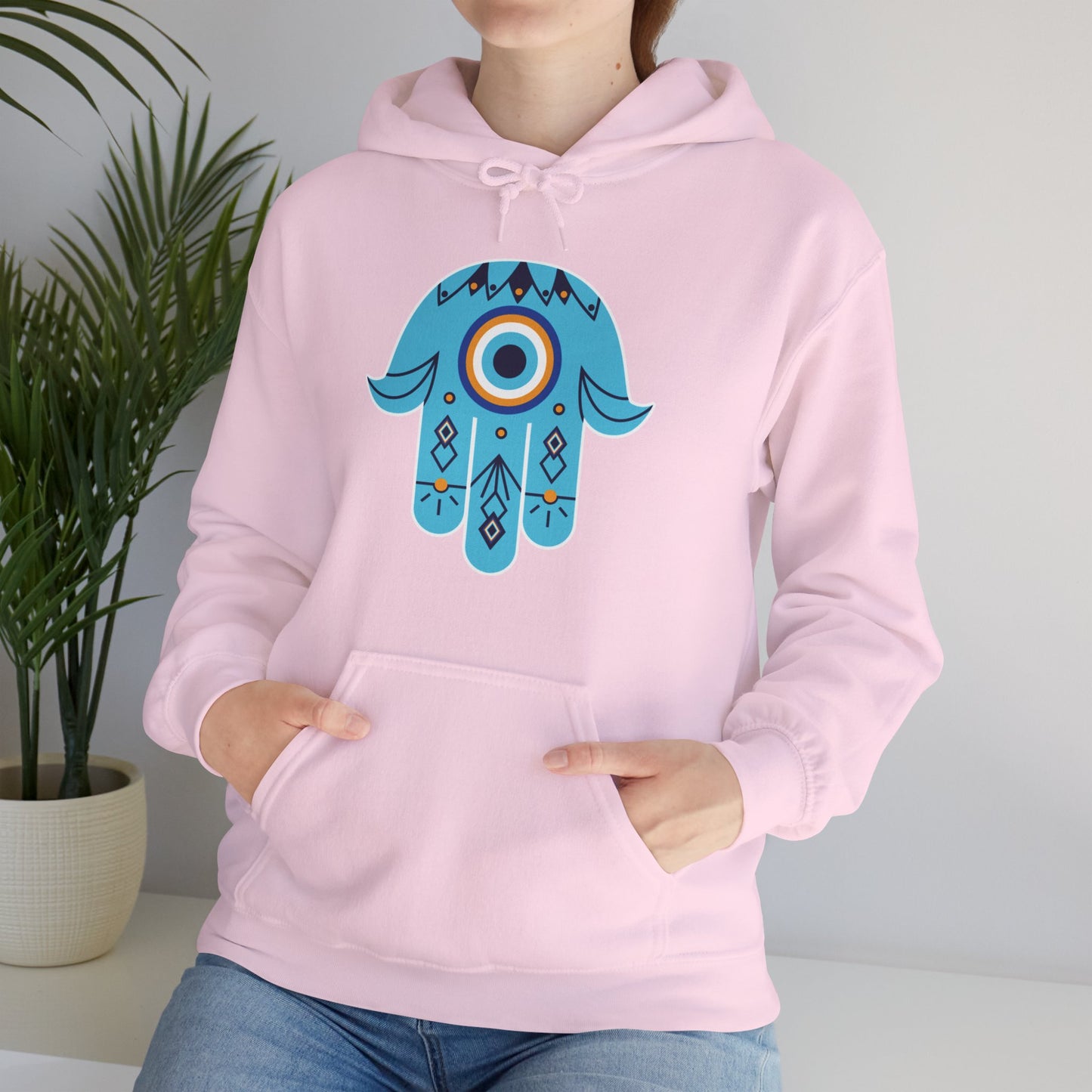 🧿Hand of Hamsa with Evil Eye Motif Protection Hoodie🧿🌙✨