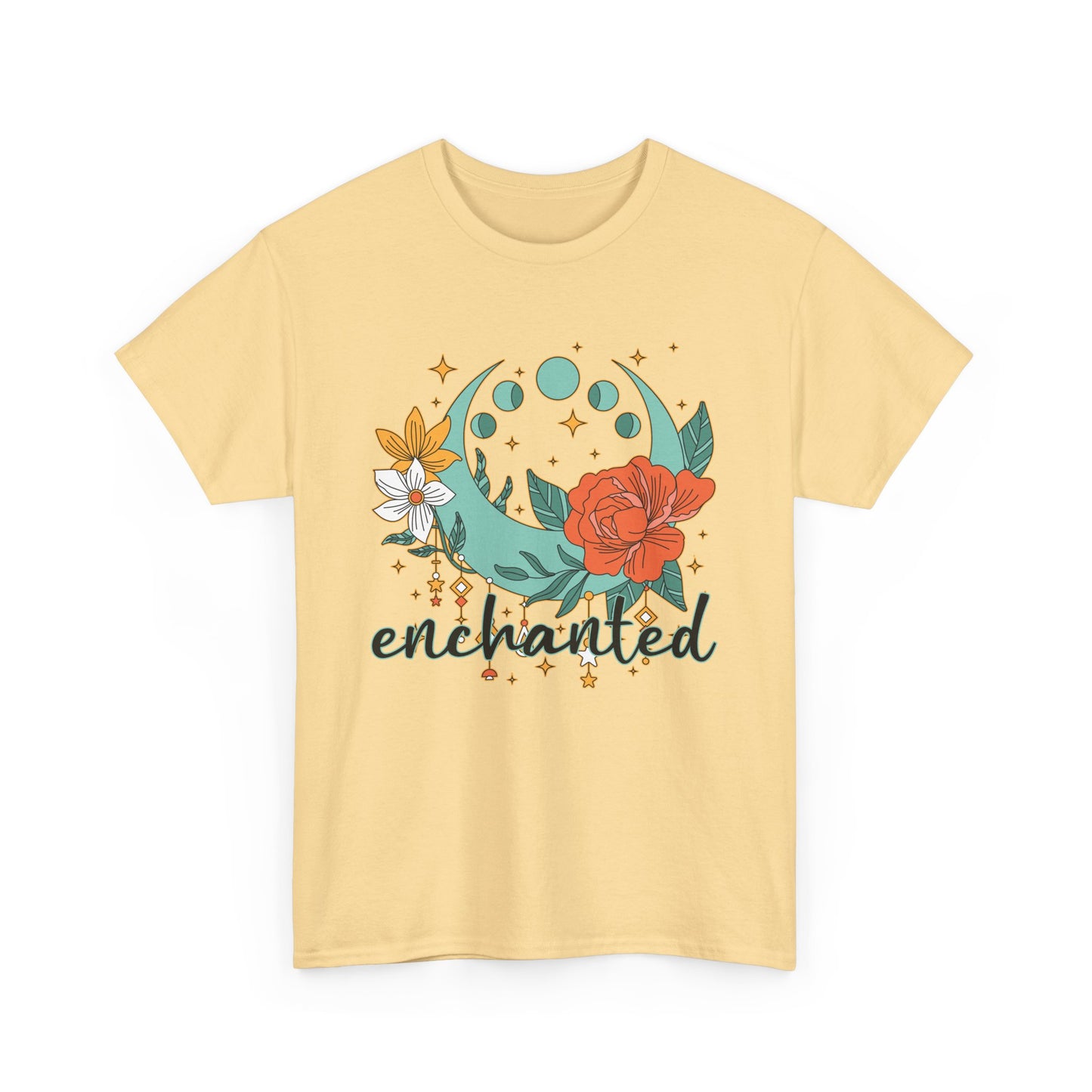 Enchanted Moon Phases Heavy Cotton Tee - Boho Magic in Motion