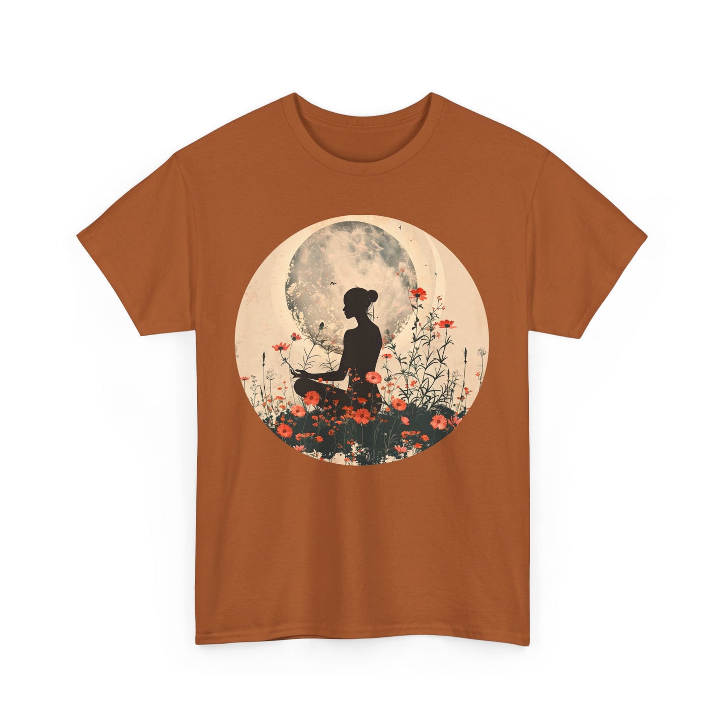 🌕"Moonflower Muse" Heavy Cotton Tee - Where Stillness Blooms