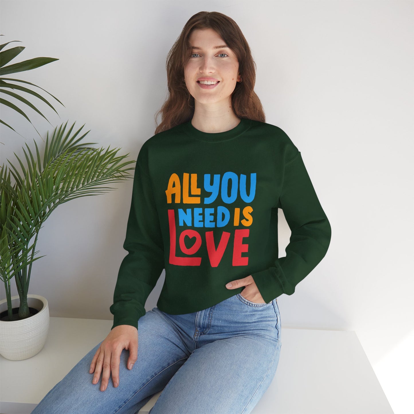 💖All You Need Is Love - Rainbow Affirmation Crewneck Sweatshirt