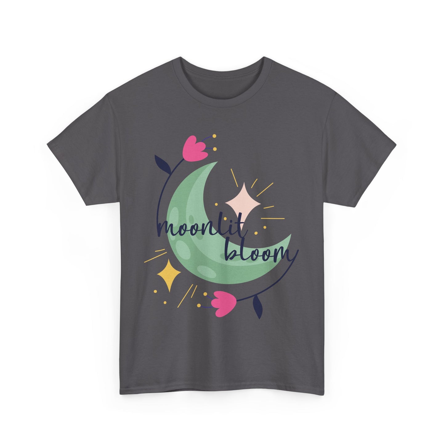 🌙Moonlit Bloom Heavy Cotton Tee - Where Magic and Growth Meet