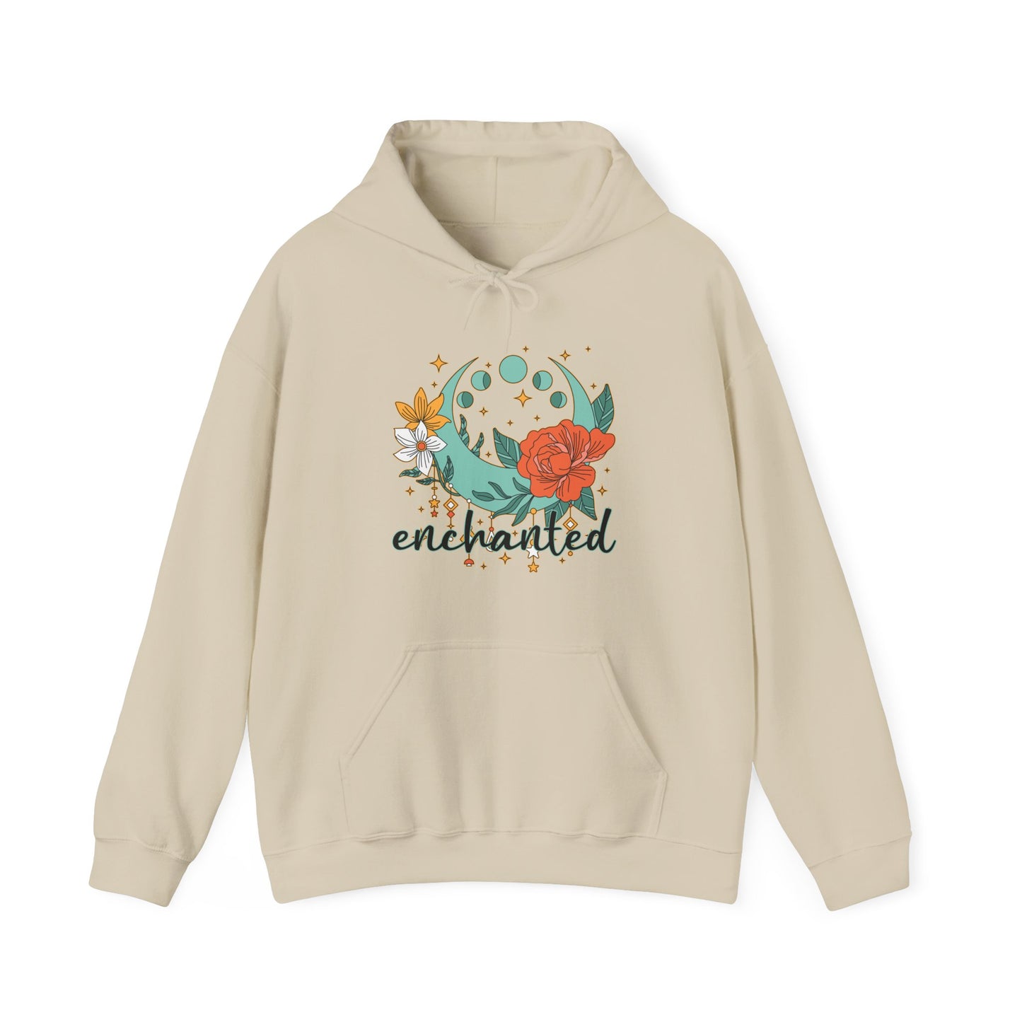 🌙Enchanted Hoodie🌸🌕 | Crescent Moon Phases & Boho Blossoms