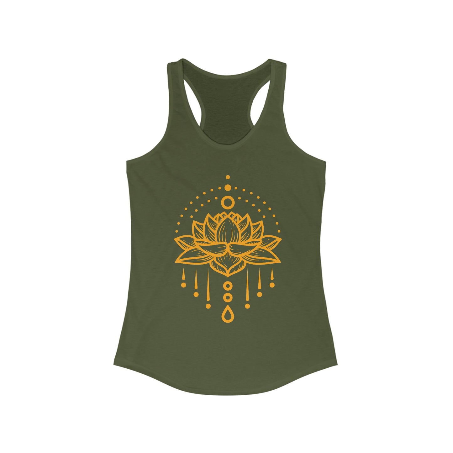 "Golden Lotus Flow" Racerback Tank - Elegant Spiritual Style for Active Living