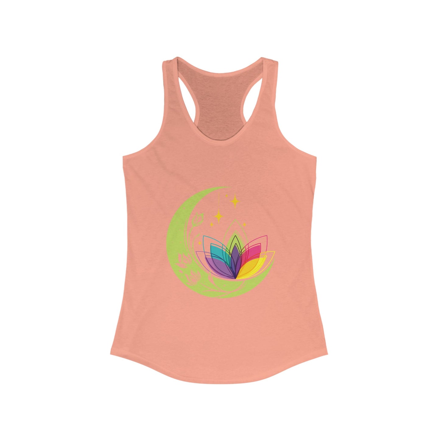 New Moon & Lotus Racerback Tank – Radiate Cosmic Calm & Feminine Strength