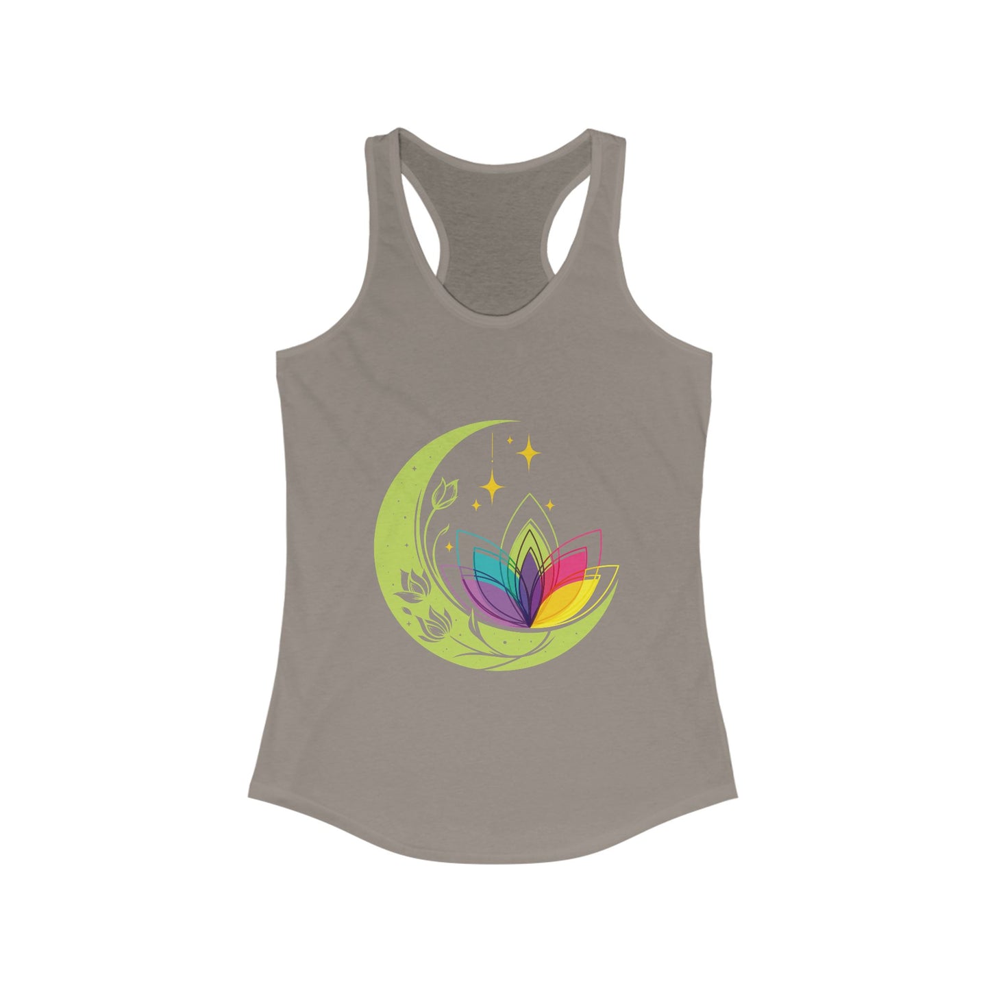 New Moon & Lotus Racerback Tank – Radiate Cosmic Calm & Feminine Strength