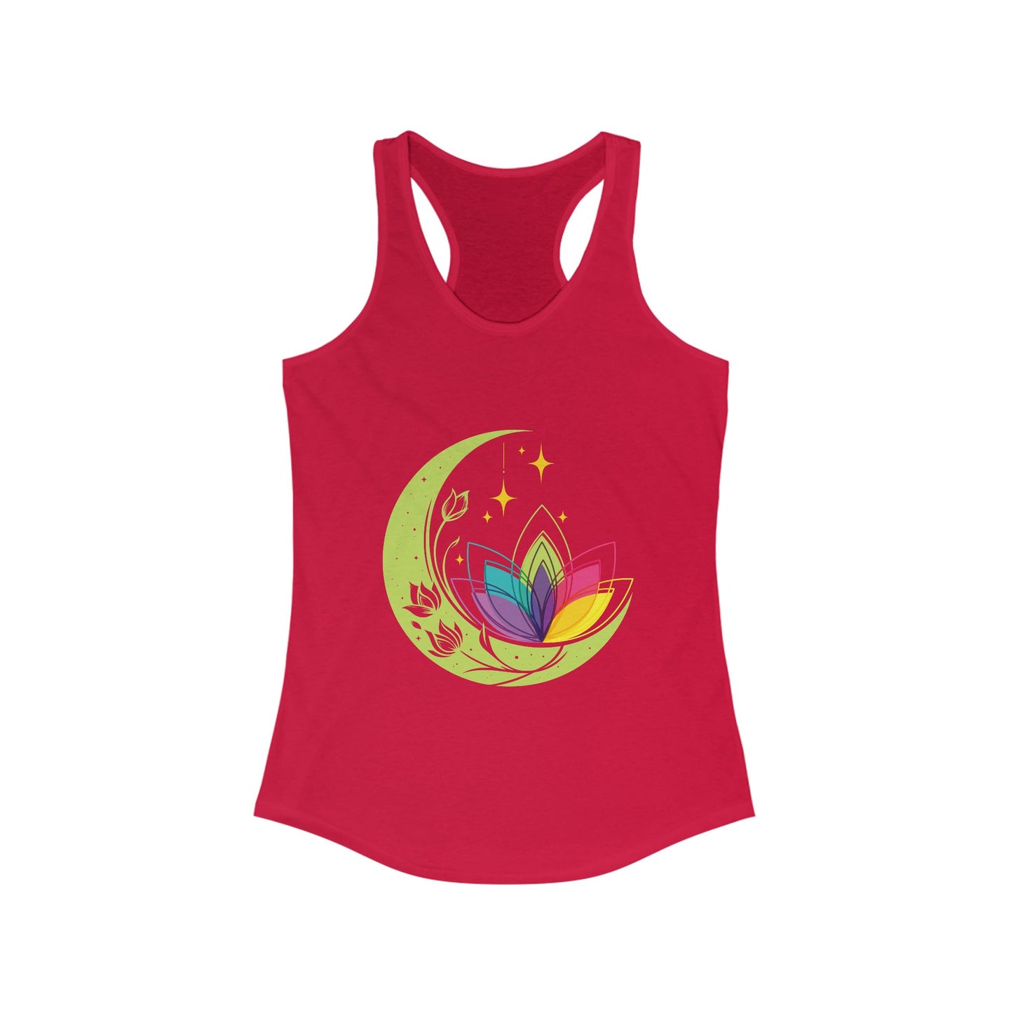 New Moon & Lotus Racerback Tank – Radiate Cosmic Calm & Feminine Strength