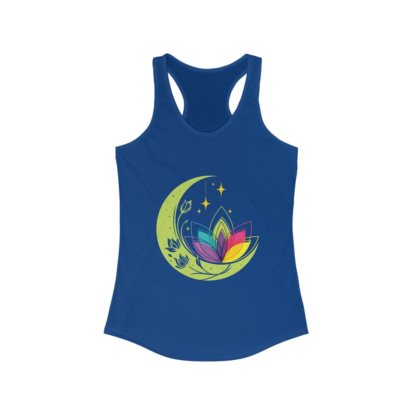 New Moon & Lotus Racerback Tank – Radiate Cosmic Calm & Feminine Strength