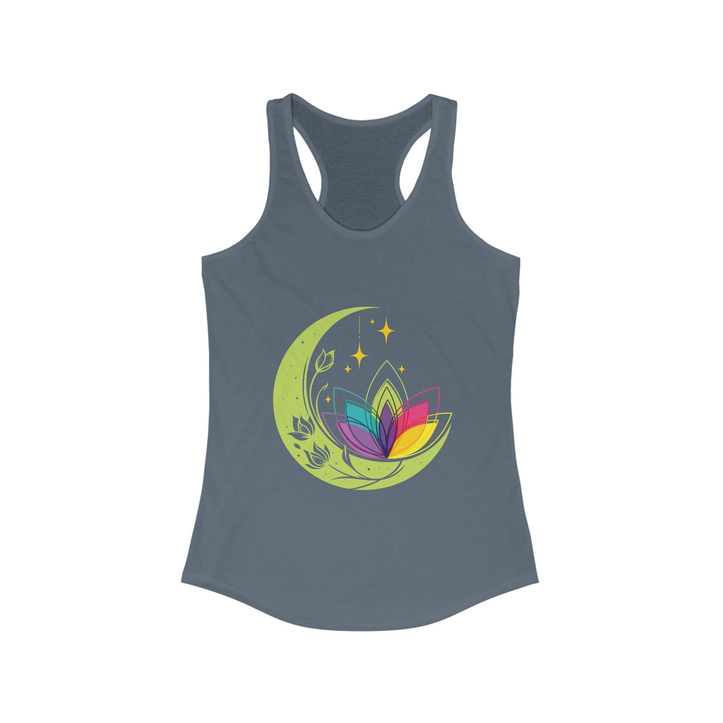 New Moon & Lotus Racerback Tank – Radiate Cosmic Calm & Feminine Strength