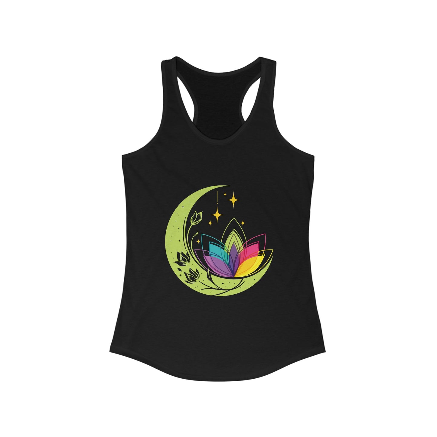 New Moon & Lotus Racerback Tank – Radiate Cosmic Calm & Feminine Strength