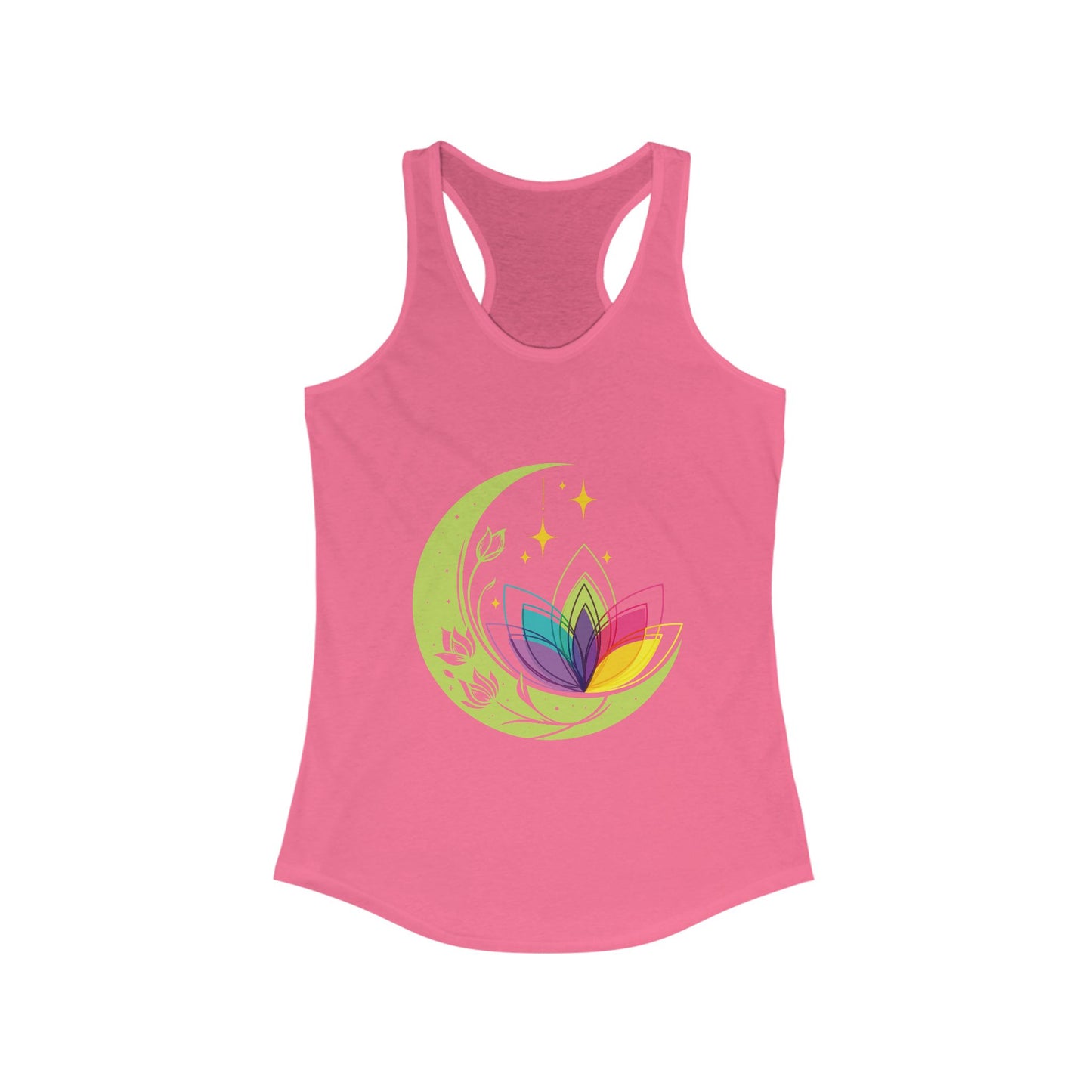 New Moon & Lotus Racerback Tank – Radiate Cosmic Calm & Feminine Strength