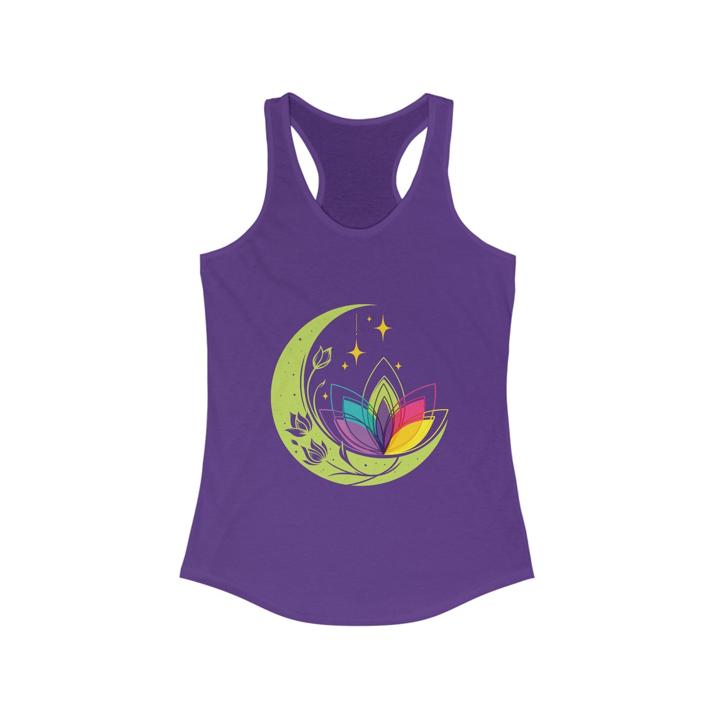 New Moon & Lotus Racerback Tank – Radiate Cosmic Calm & Feminine Strength